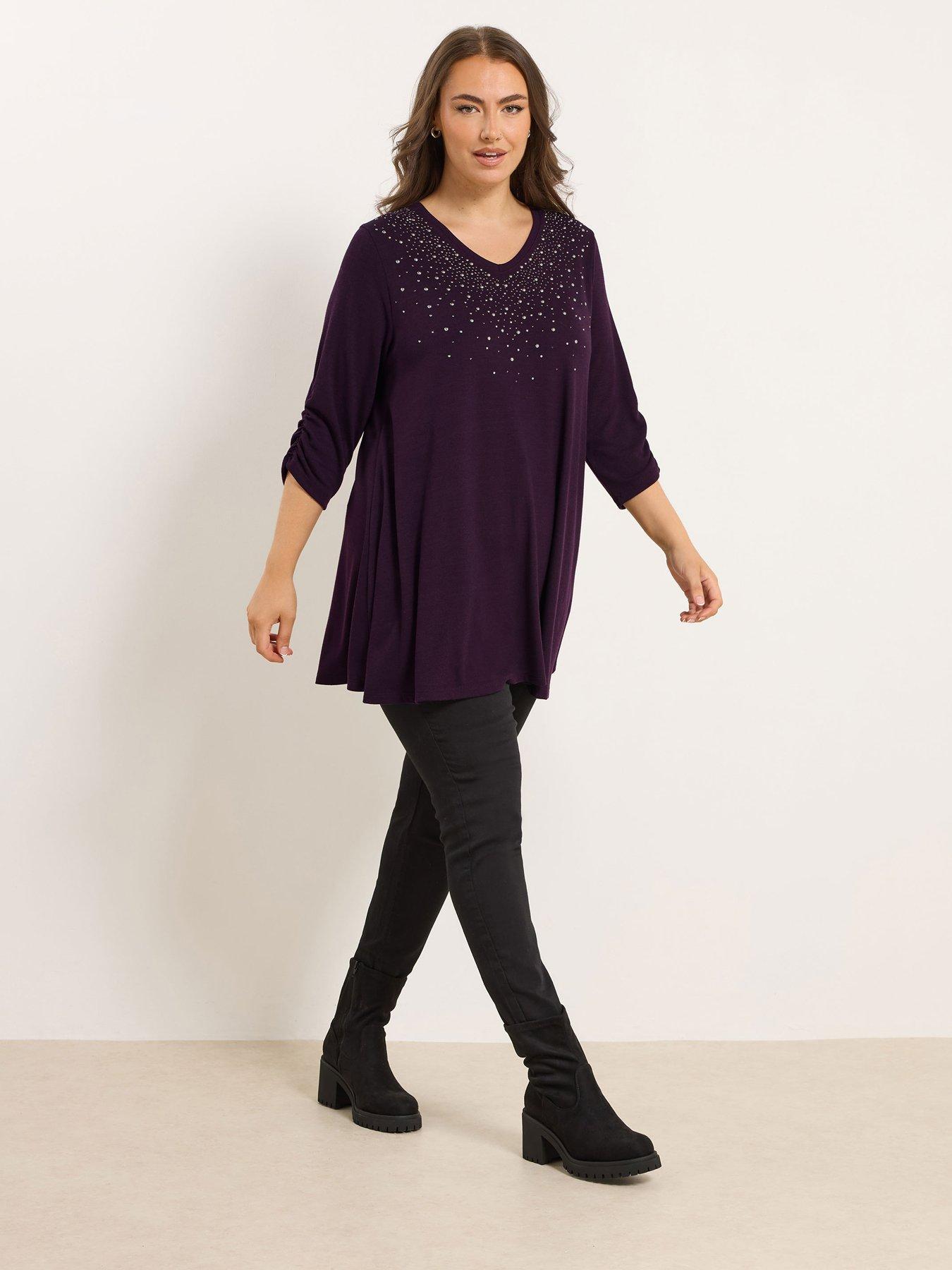 Image 3 of 4 of Yours Curve Stud Swing Top - Purple