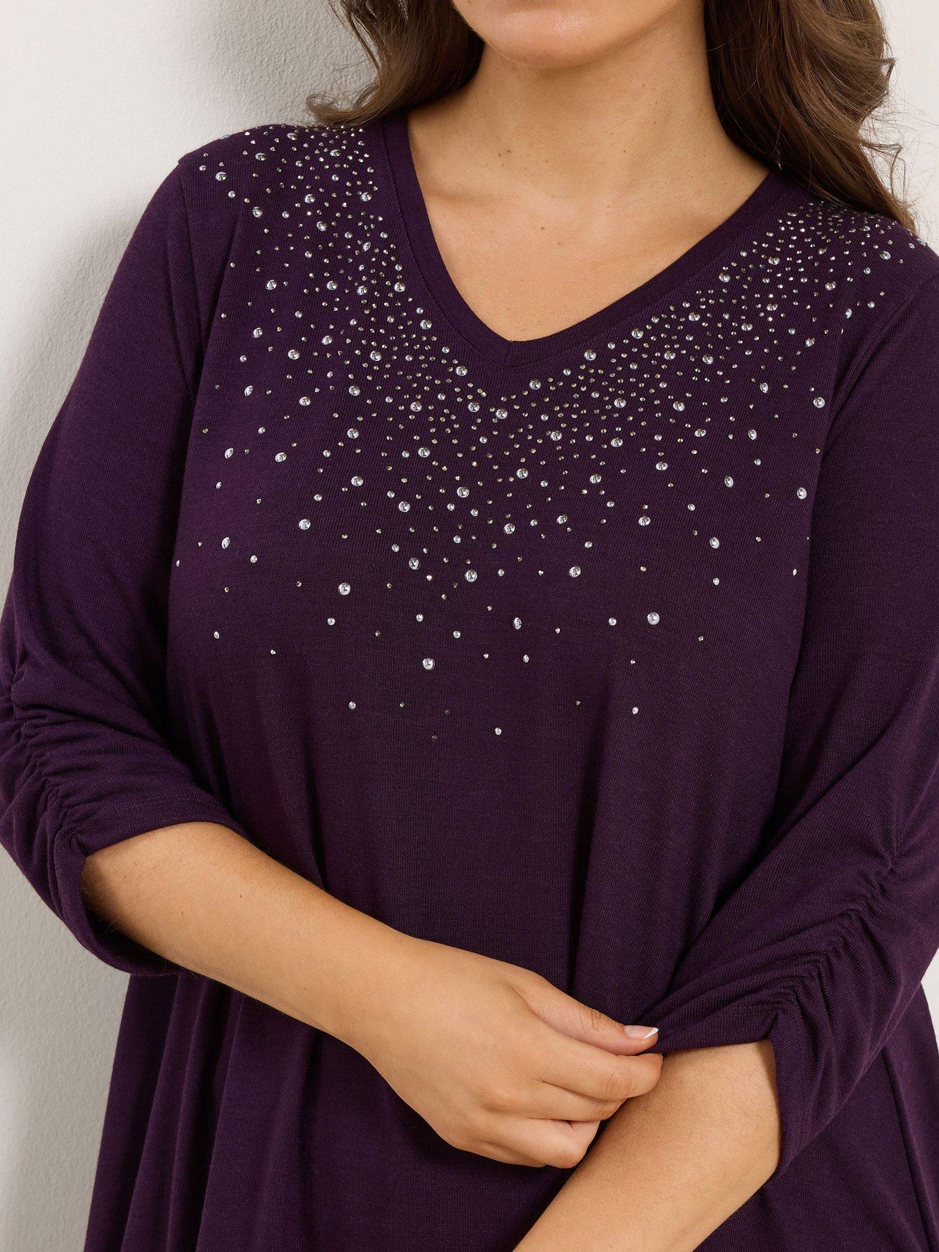Image 4 of 4 of Yours Curve Stud Swing Top - Purple