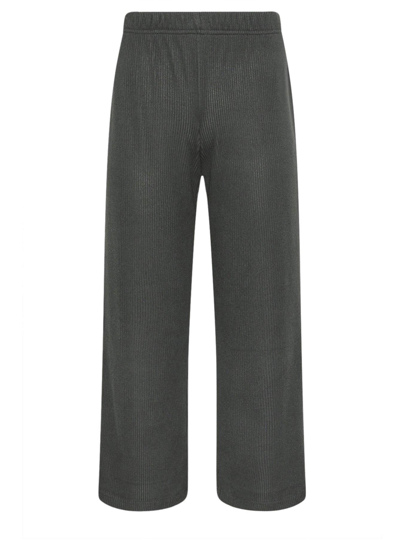 Image 5 of 5 of PixieGirl Petite Ribbed Wide Leg Lounge Trouser - Grey