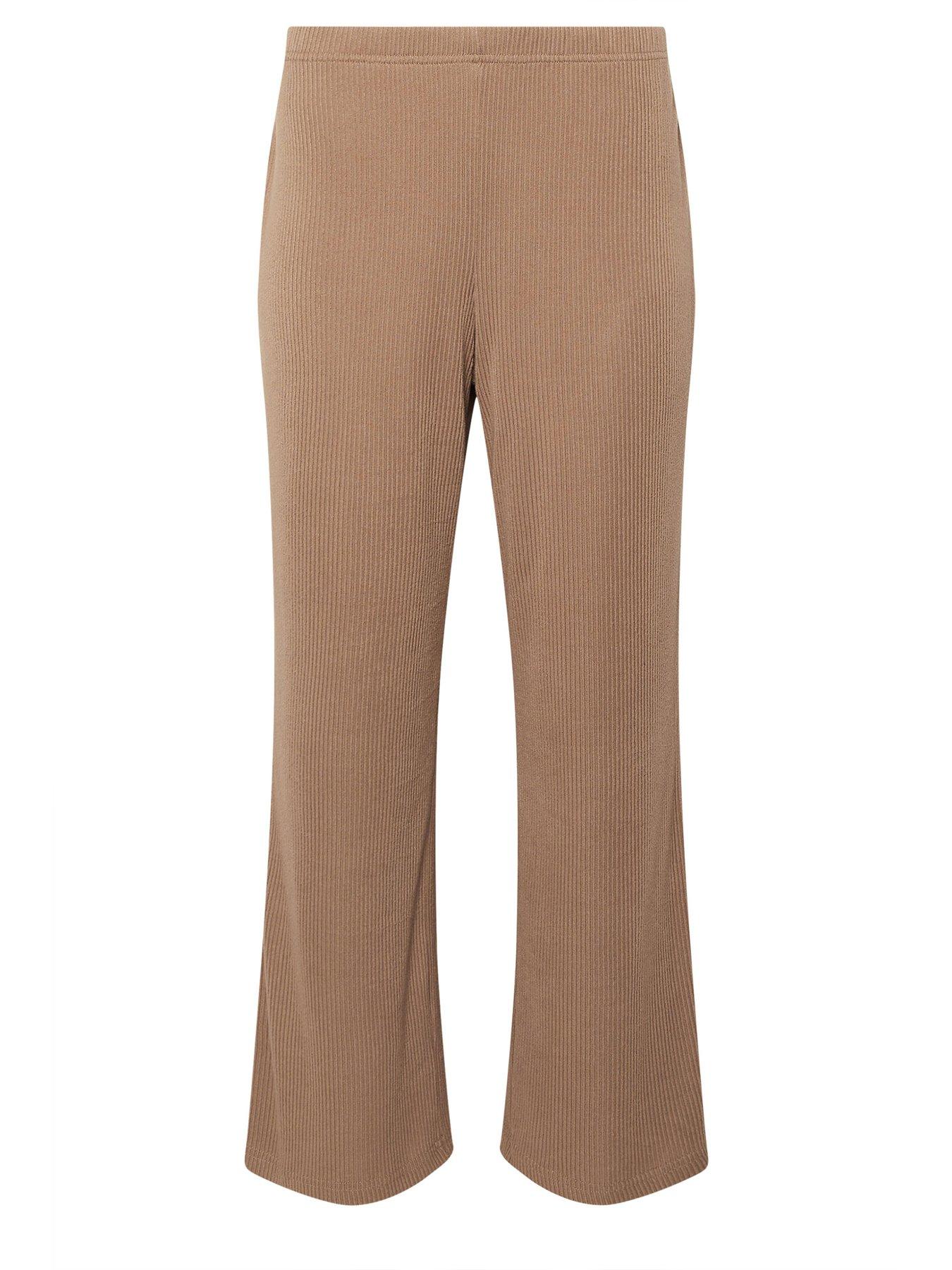 Image 5 of 5 of PixieGirl Petite Ribbed Wide Leg Lounge Trouser - Brown