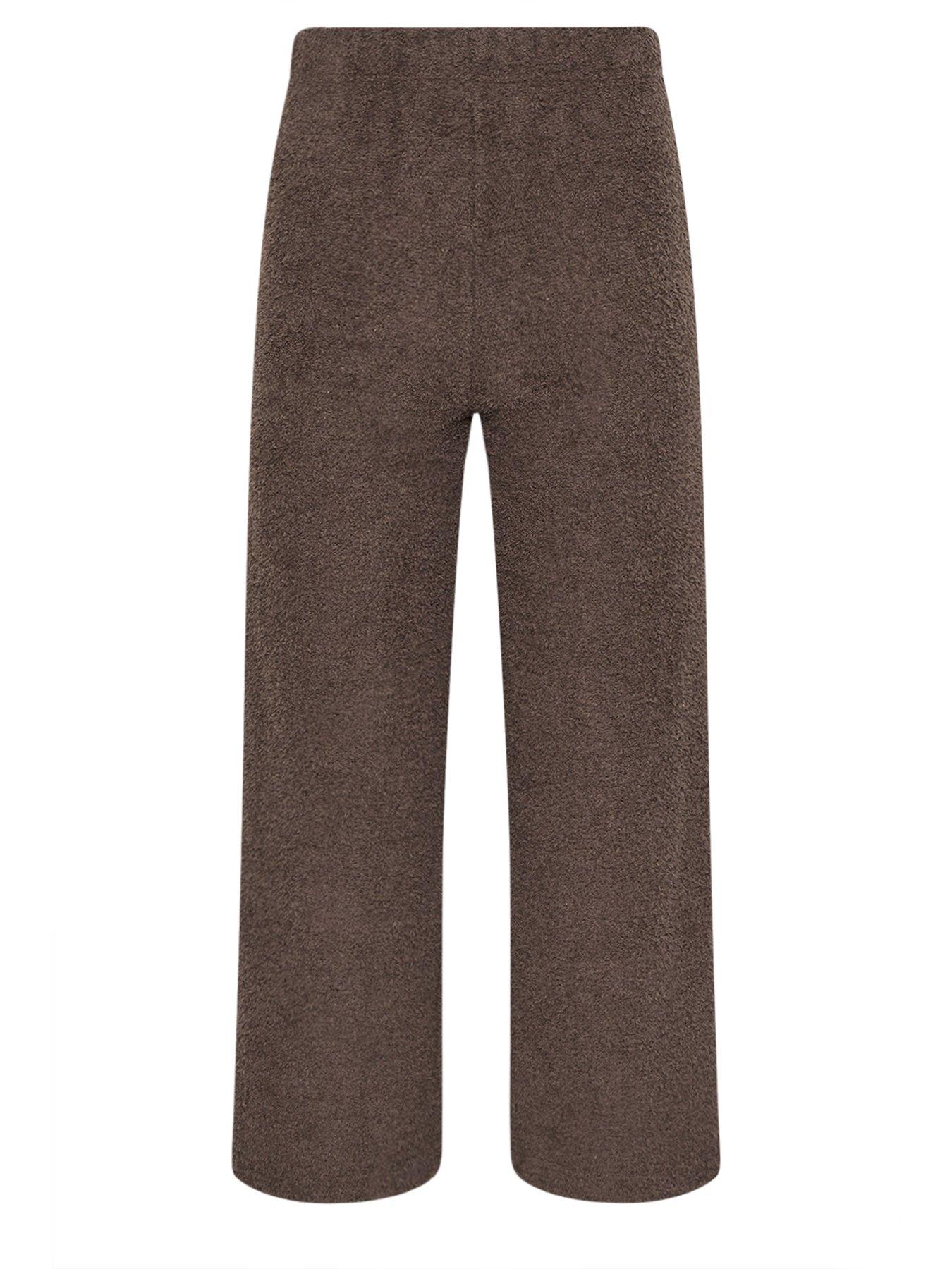 Image 6 of 6 of PixieGirl Petite Chenille Wide Leg Lounge Trouser - Brown
