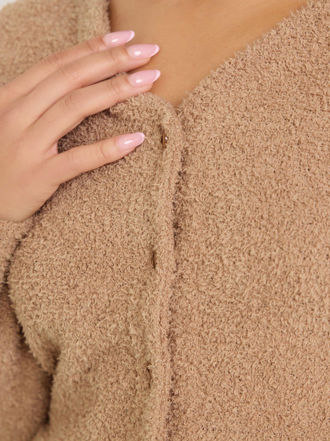 Image 4 of 5 of PixieGirl Petite Chenille Cardigan - Brown