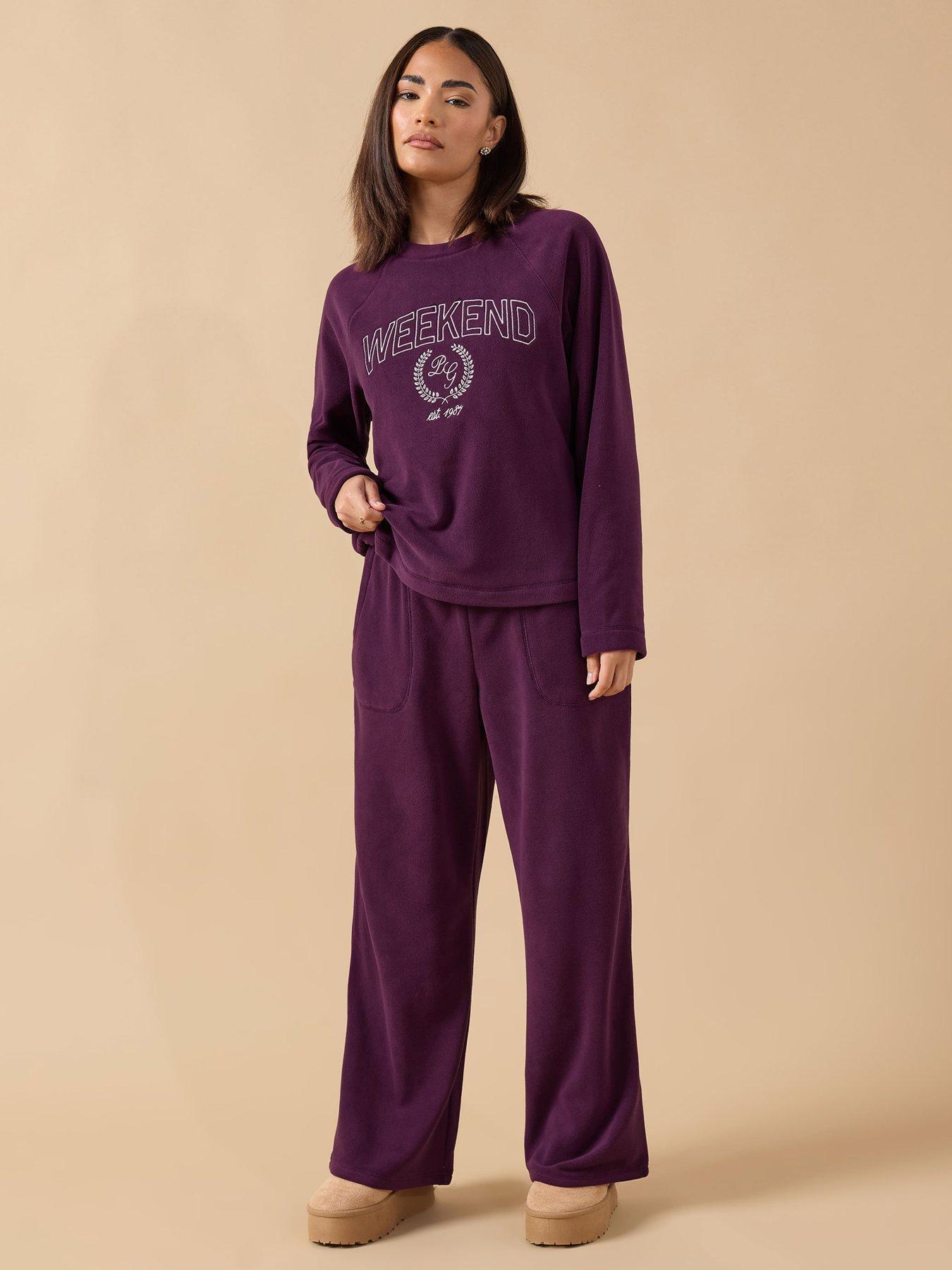 Image 3 of 5 of PixieGirl Petite Fleece Wide Leg Loung Trouser