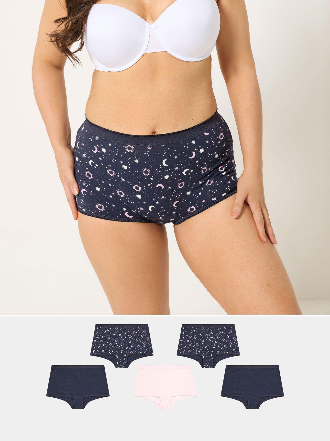 Yours Curve 5 Pack Navy Moon And Star Shorts - Blue
