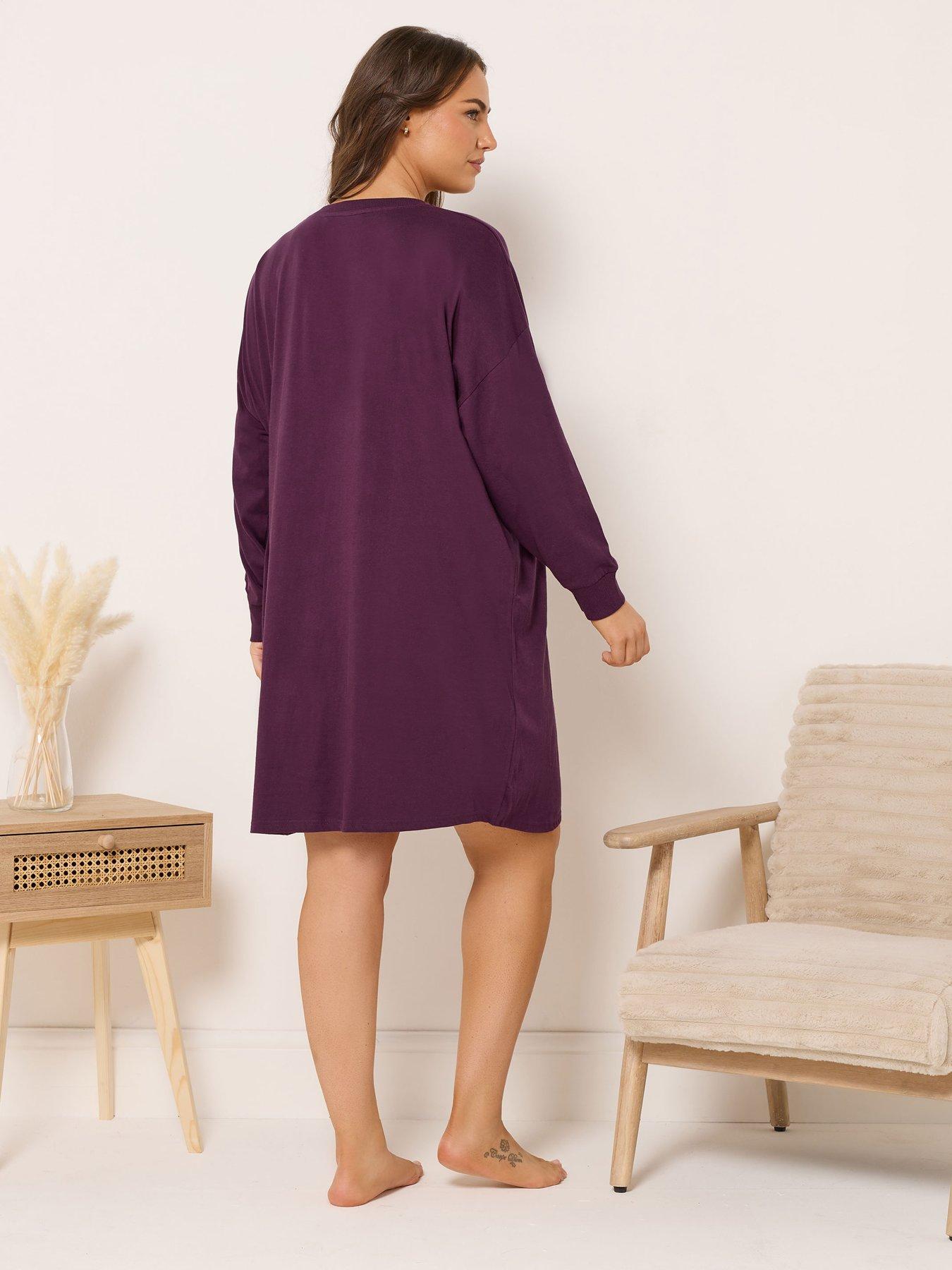 Image 2 of 4 of Yours Curve Feeling Lucky Long Sleeve Nightdress - Red