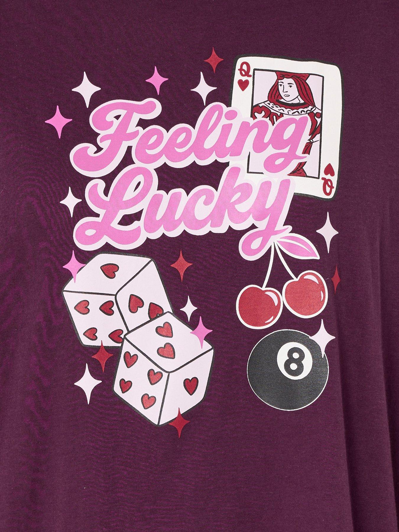 Image 4 of 4 of Yours Curve Feeling Lucky Long Sleeve Nightdress - Red