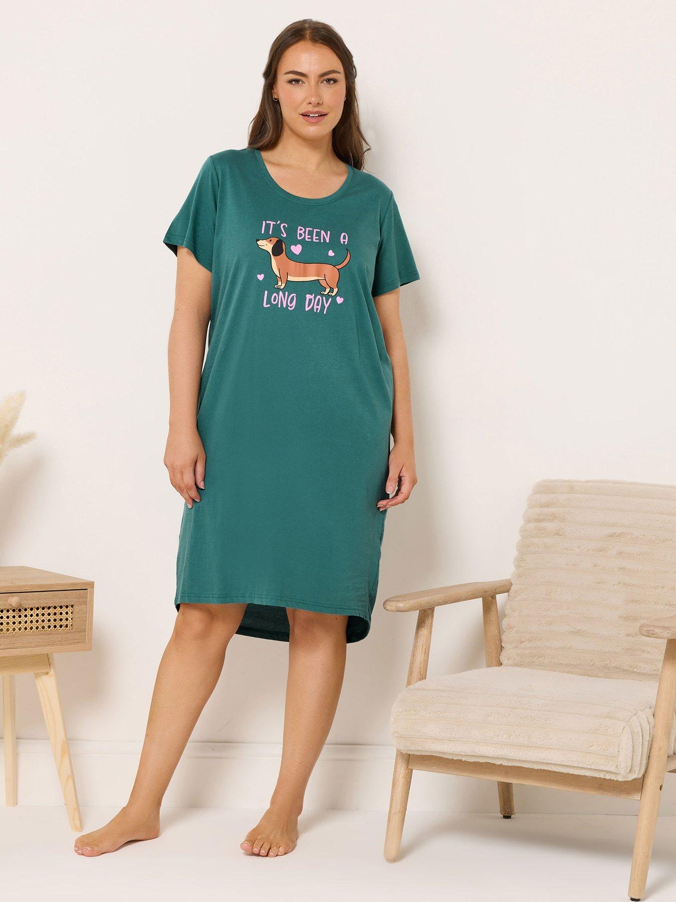 Yours Curve Long Day Dipped Back Nightdress - Green