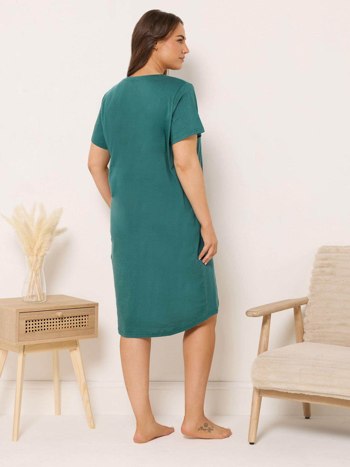 stillFront image of yours-curve-long-day-dipped-back-nightdress-green