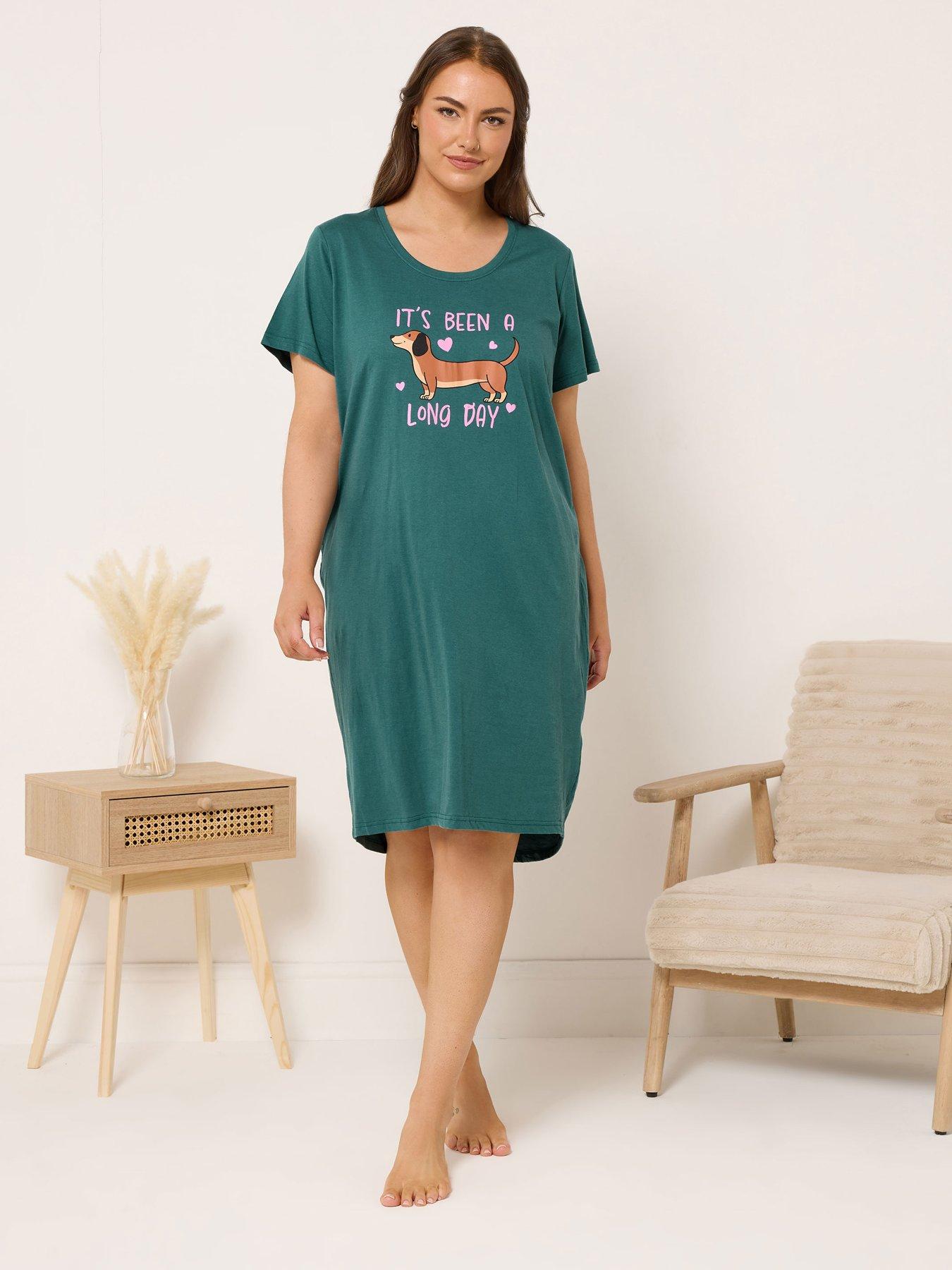  image of yours-curve-long-day-dipped-back-nightdress-green
