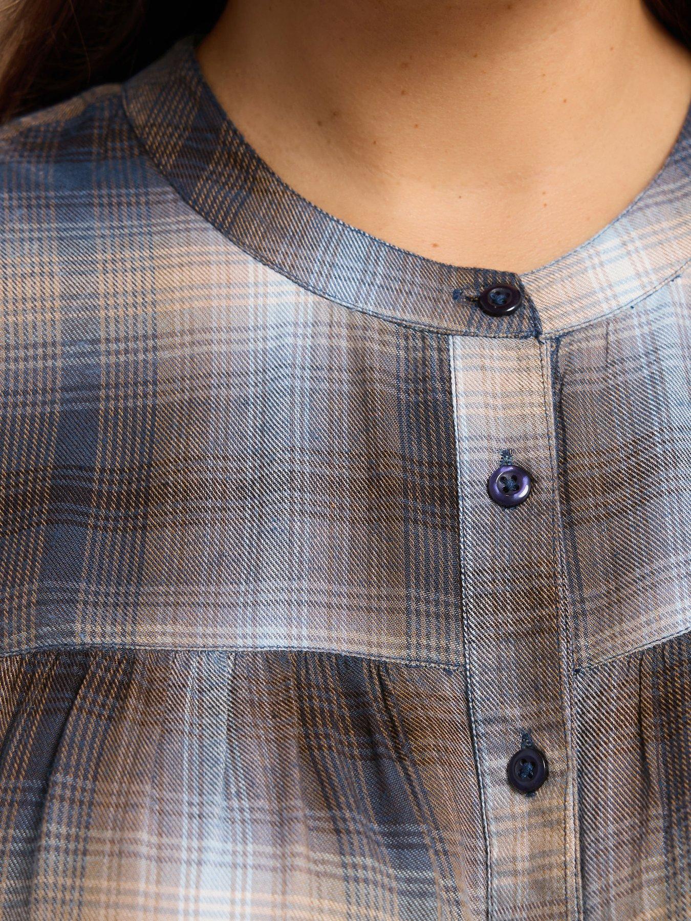 Image 4 of 4 of Yours Curve Check Blouse - Brown
