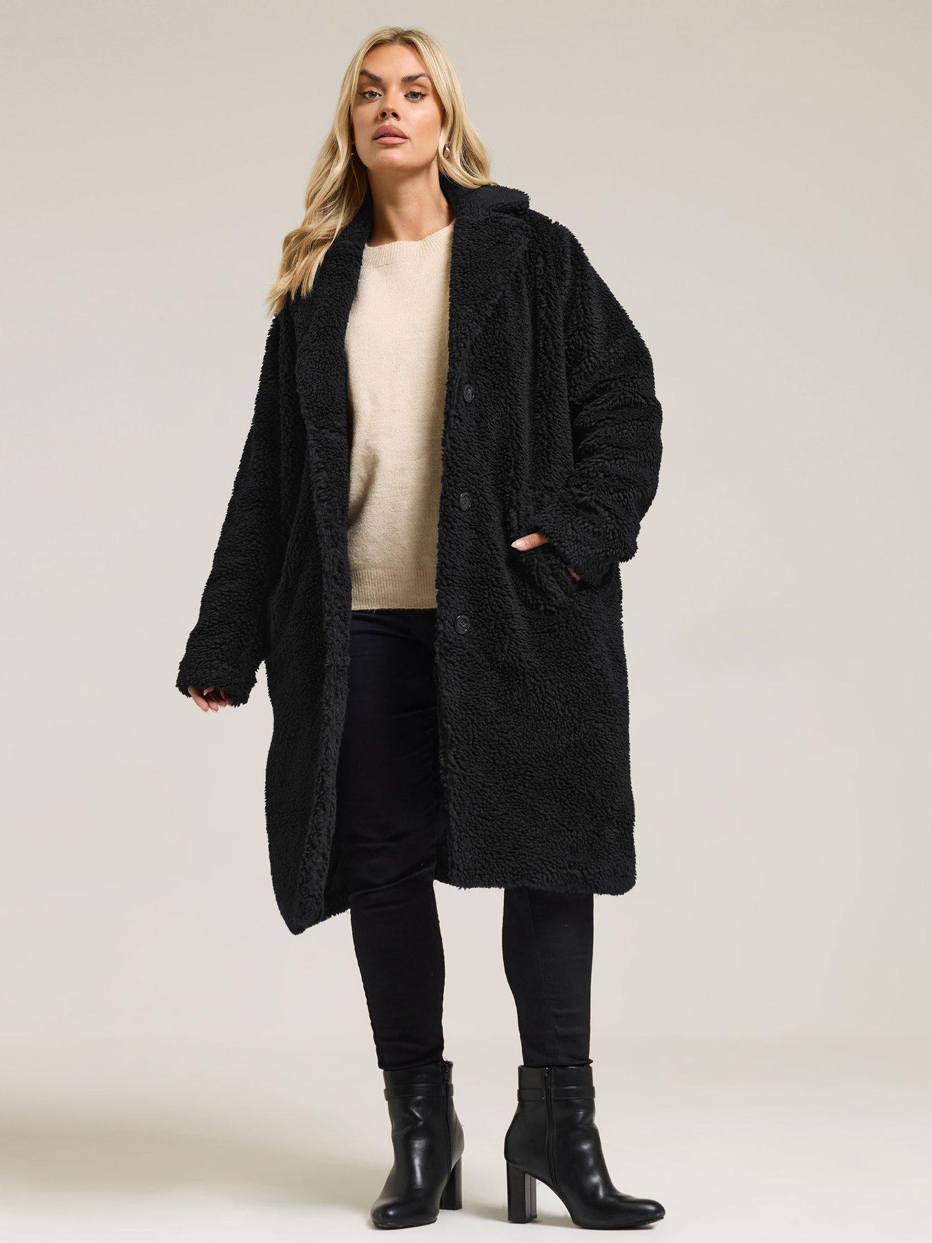  image of yours-curve-teddy-midi-coat-black