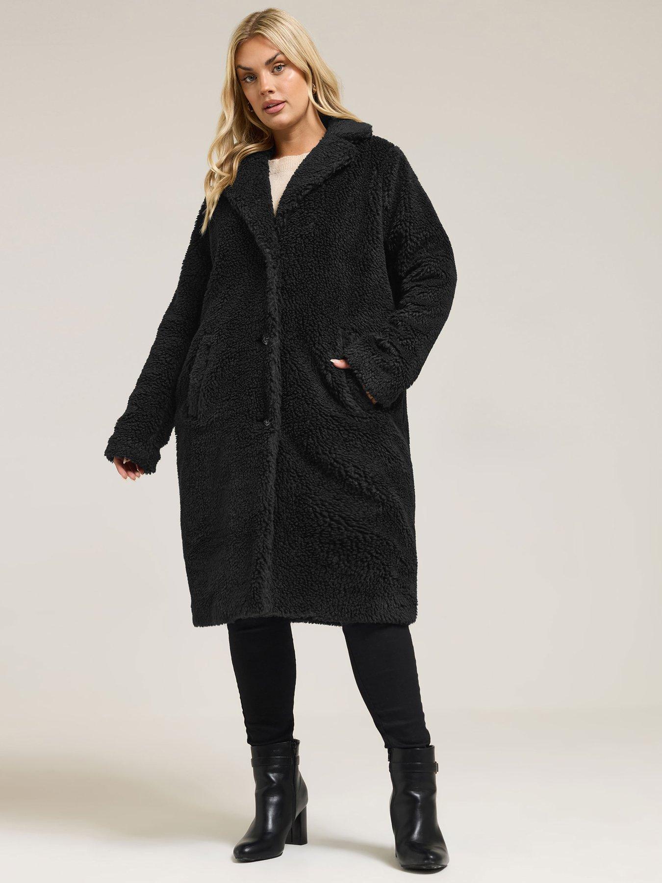  image of yours-curve-teddy-midi-coat-black