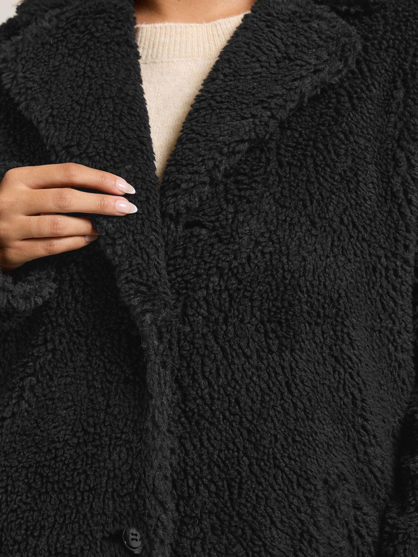  image of yours-curve-teddy-midi-coat-black