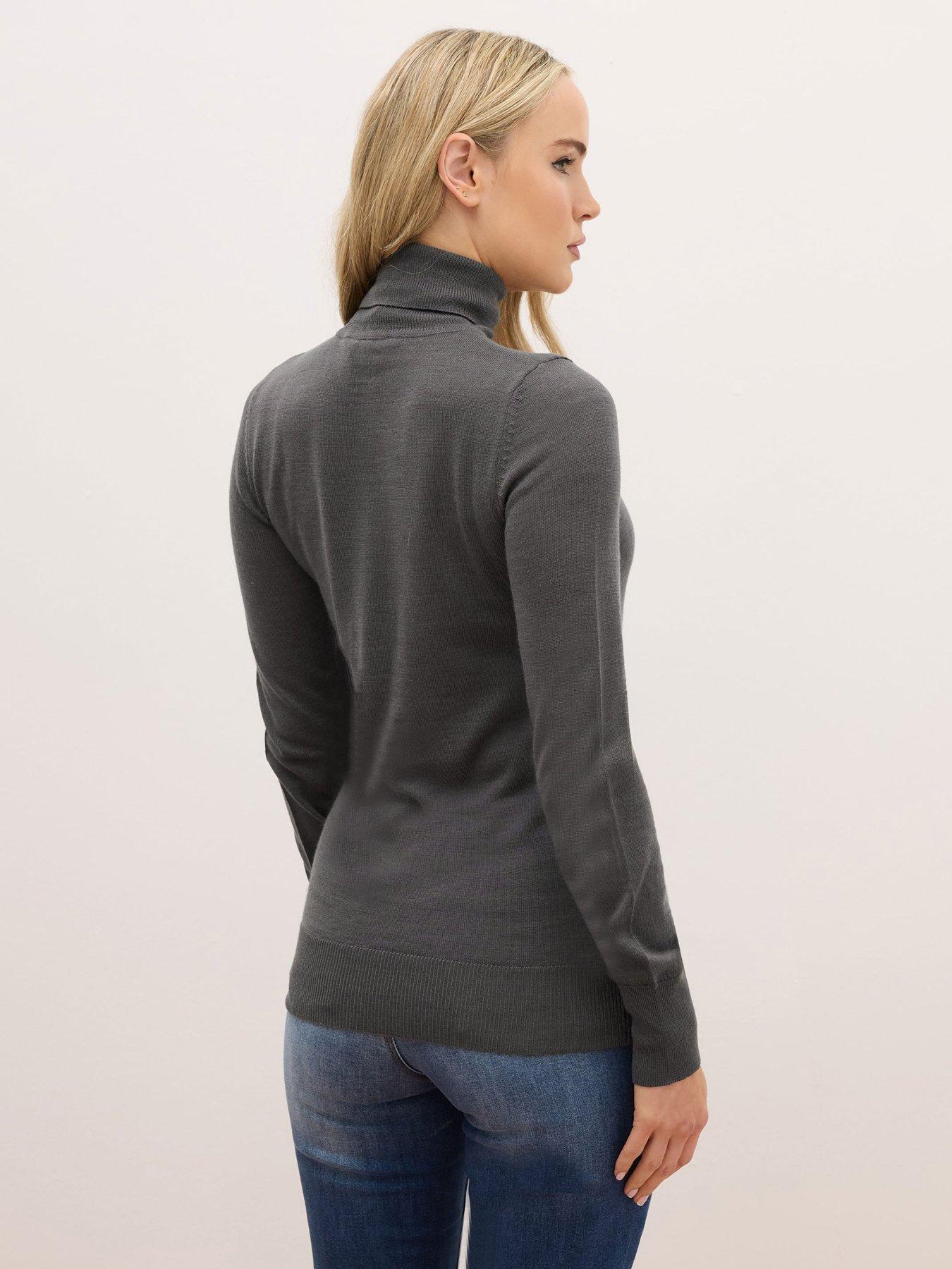  image of long-tall-sally-tall-premium-wool-roll-neck-jumper-grey
