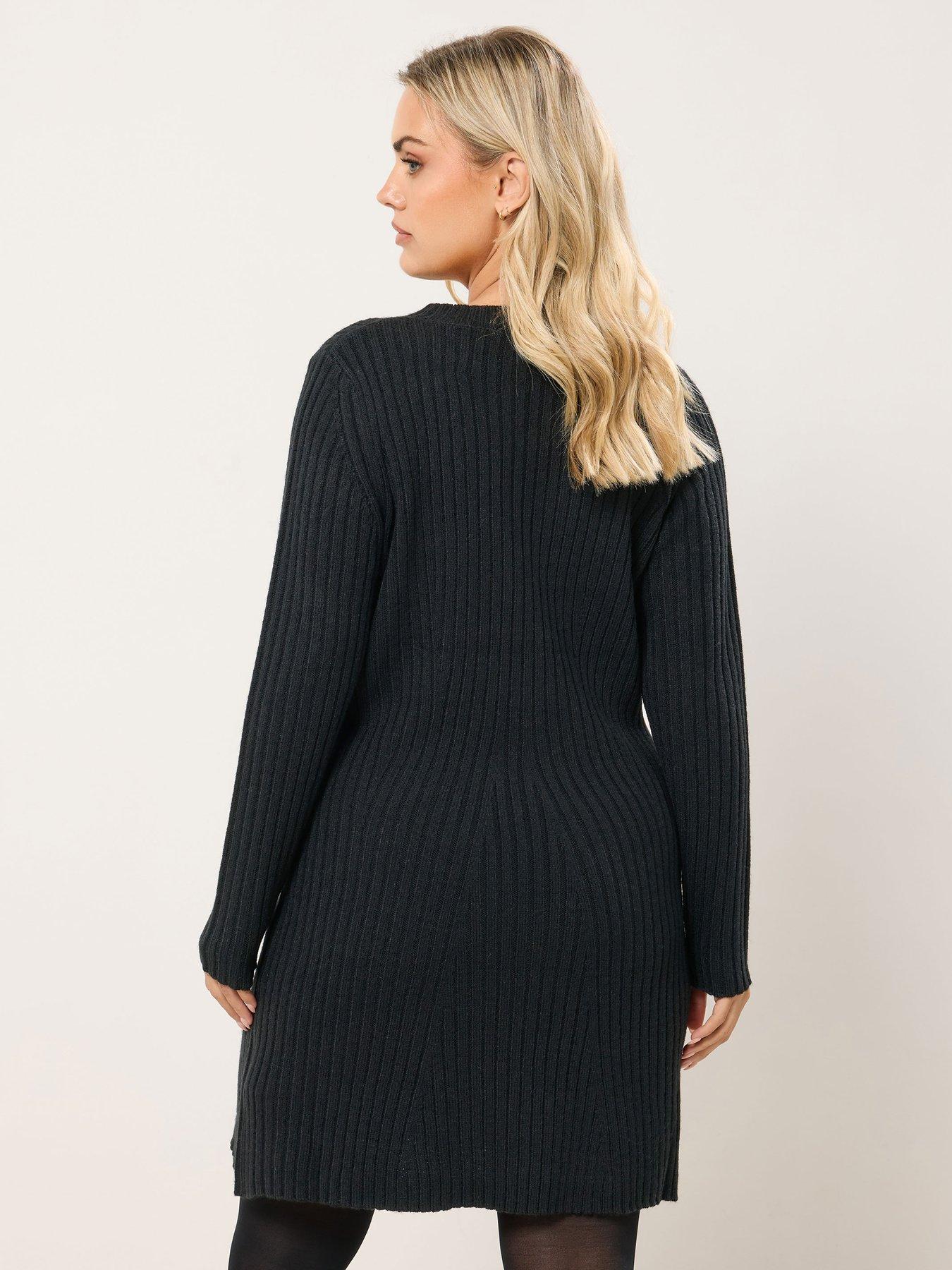  image of yours-curve-ribbed-tunic-jumper-dress-black