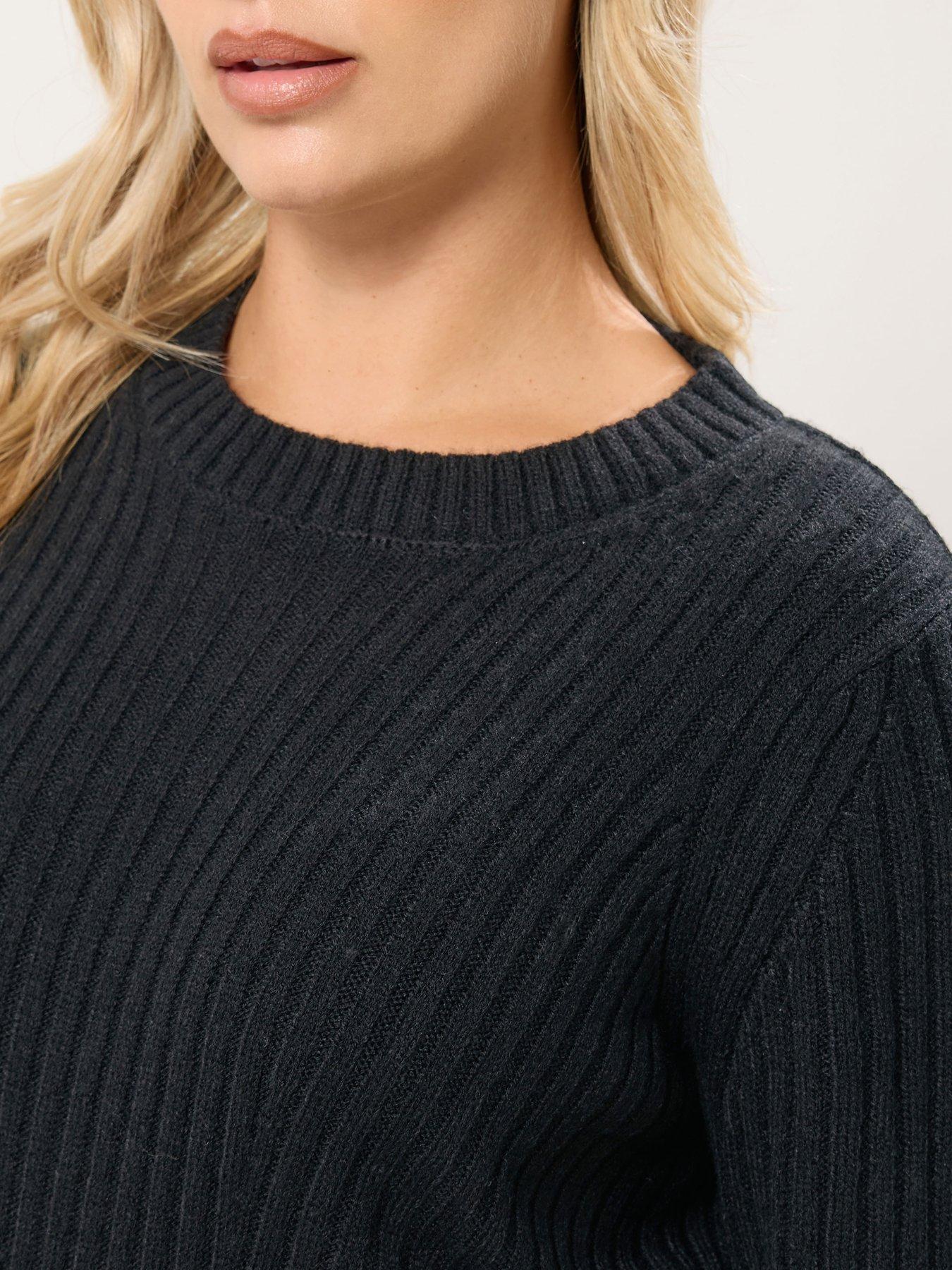  image of yours-curve-ribbed-tunic-jumper-dress-black