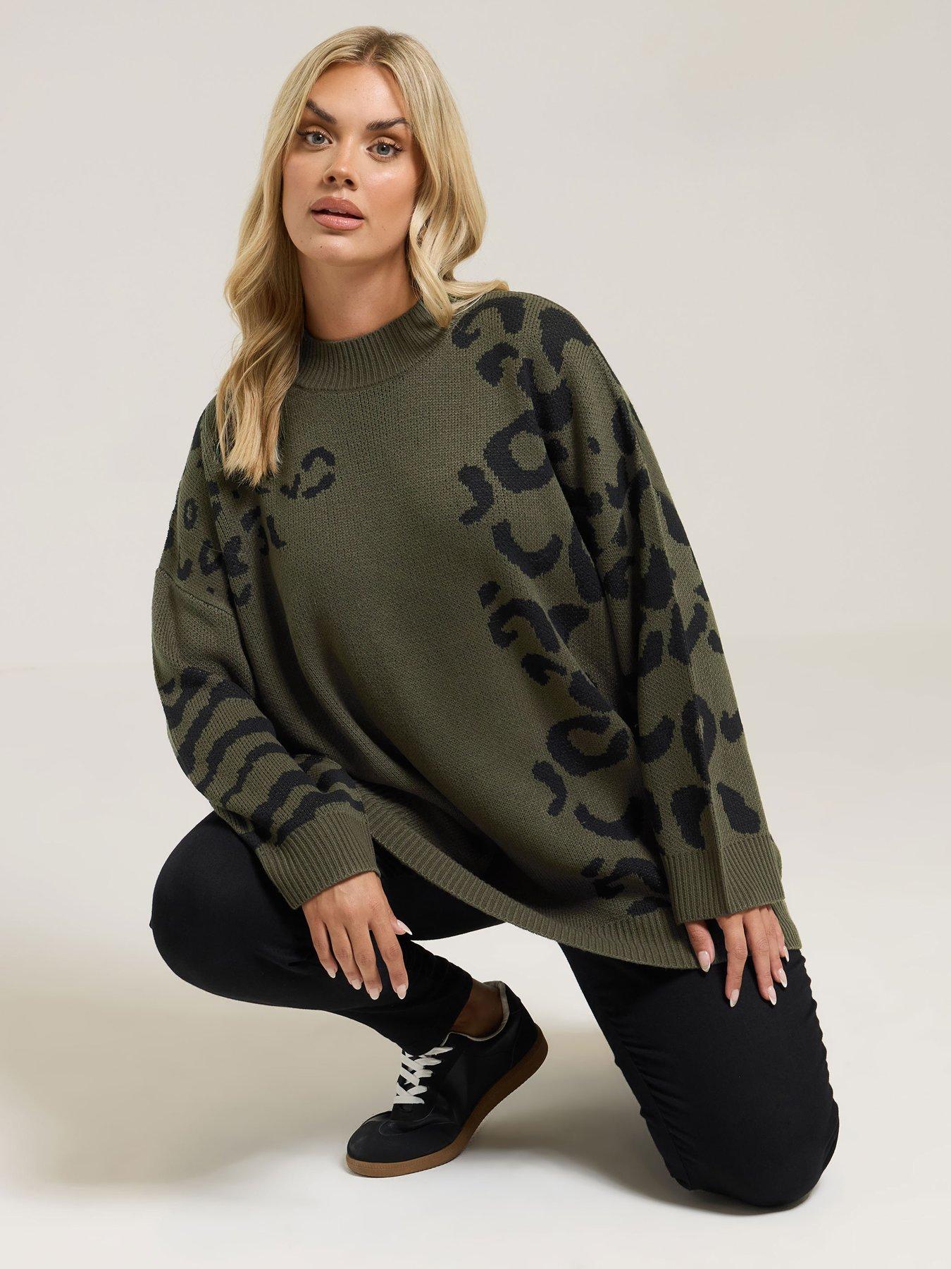 Yours Curve Multi Animal Jumper - Black