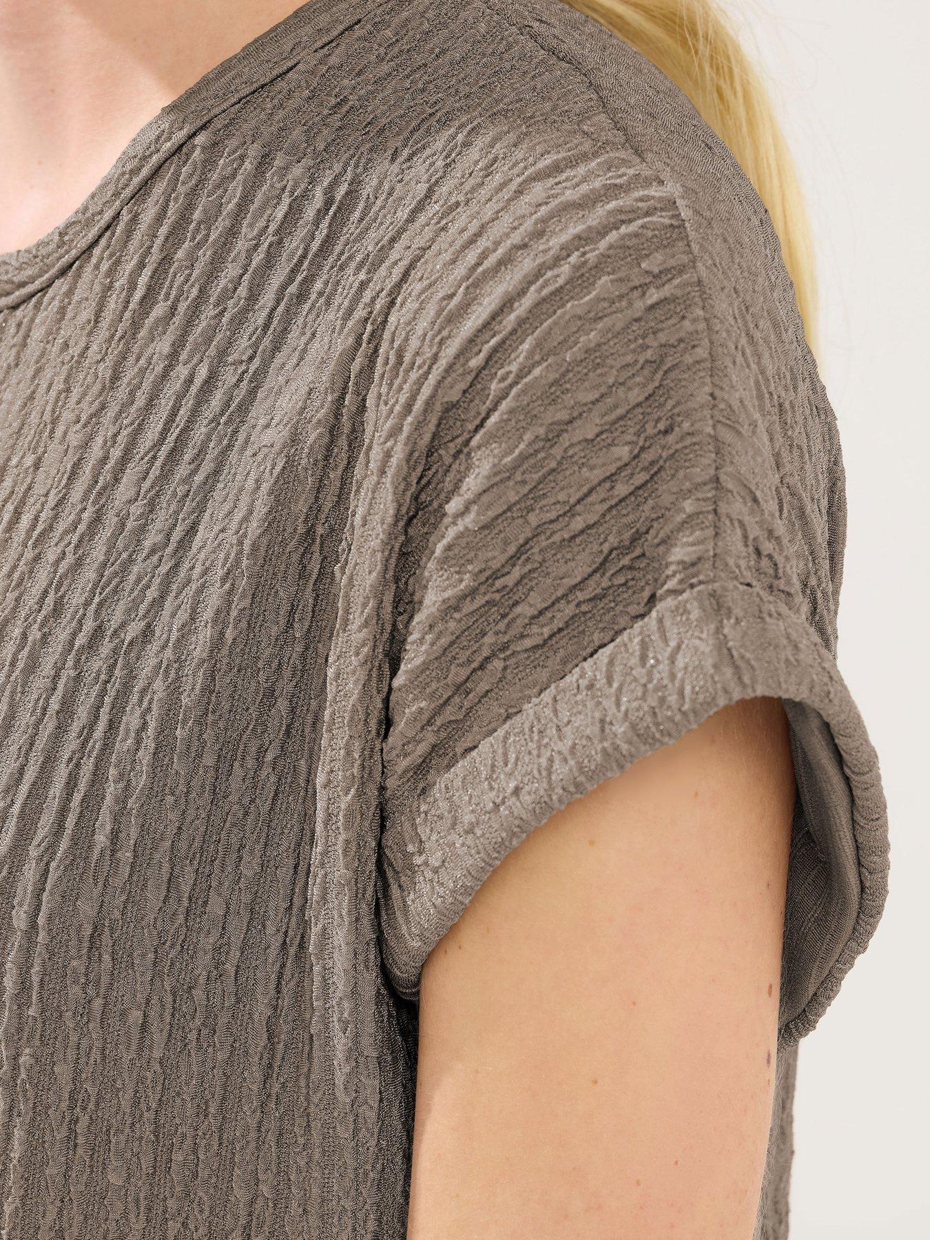  image of pixiegirl-petite-short-sleeve-textured-top-brown