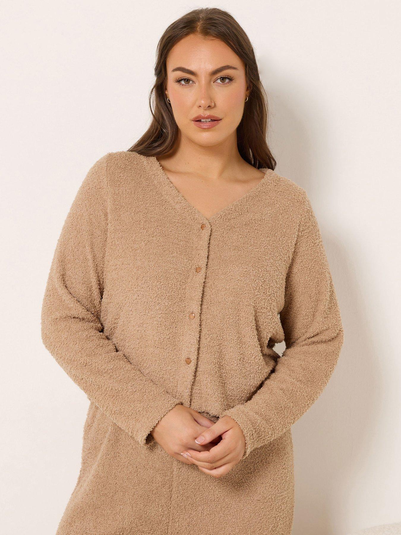 Image 1 of 4 of Yours Curve Chenille Cardigan - Brown