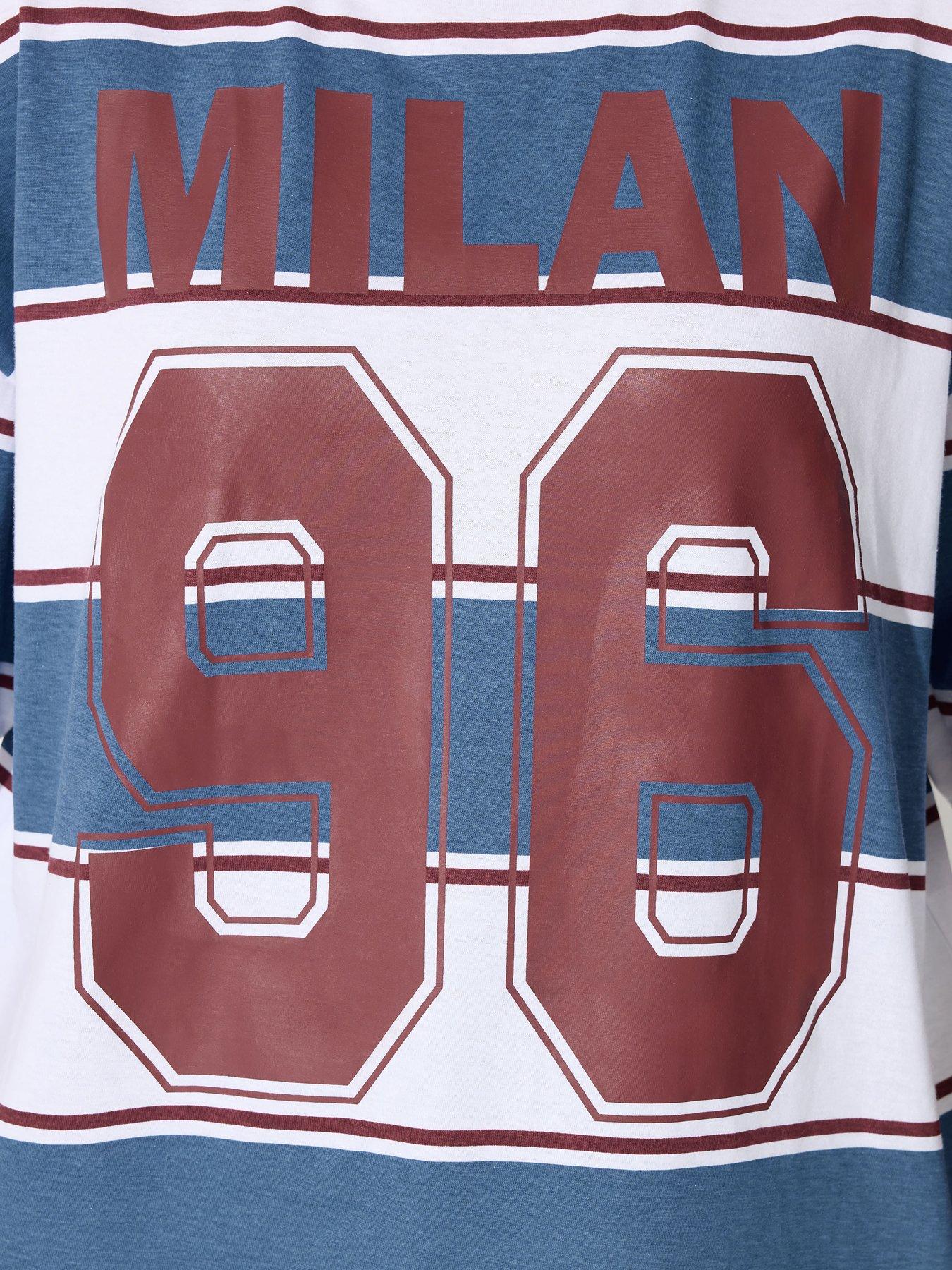 Image 4 of 4 of Yours Curve Milan 96 Stripe T-Shirt - Red