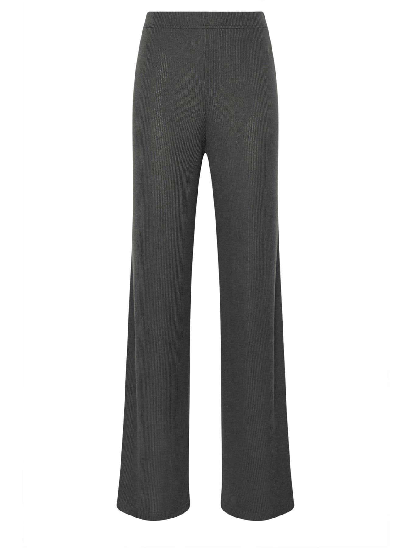 Image 5 of 5 of Long Tall Sally Tall Ribbed Wide Leg Lounge Trouser - Grey