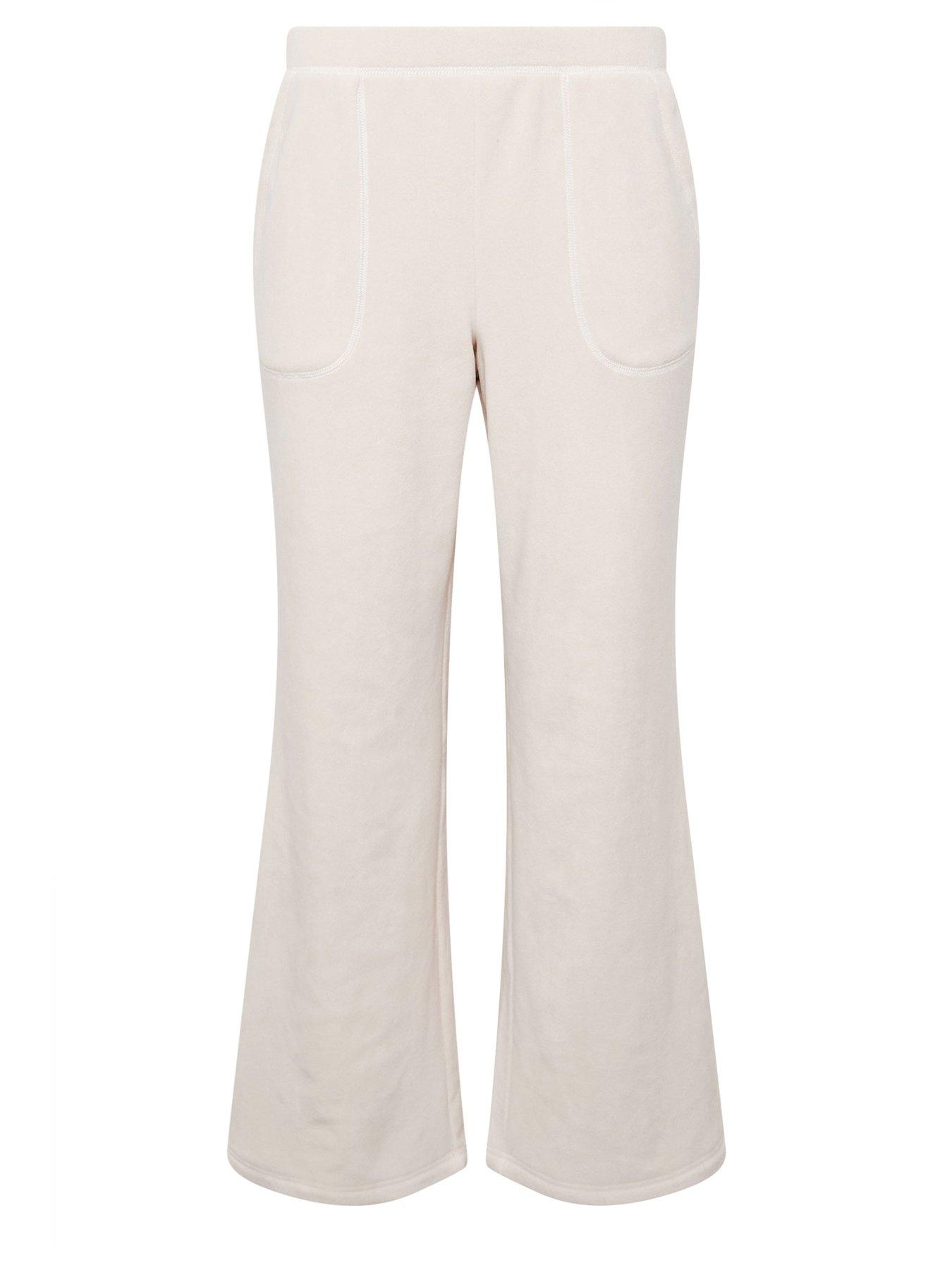 Image 5 of 5 of PixieGirl Petite Fleece Wide Leg Loung Trouser - Ivory