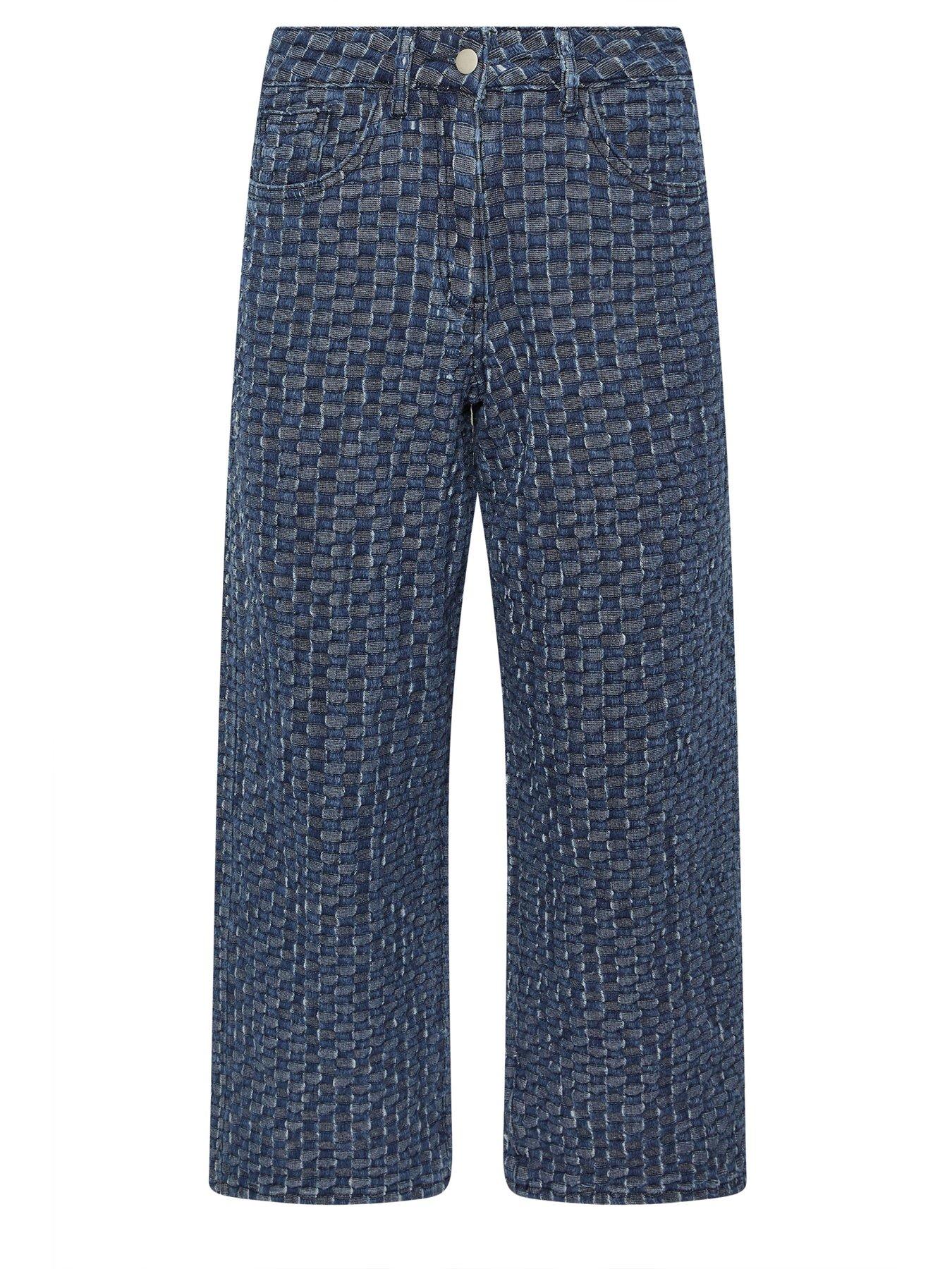 Image 5 of 5 of PixieGirl Petite Textured Wide Leg Jeans - Blue