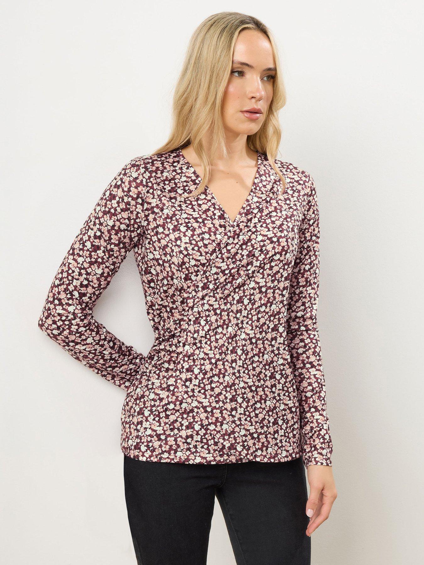 Image 1 of 4 of Long Tall Sally Ditsy Wrap Top - Black