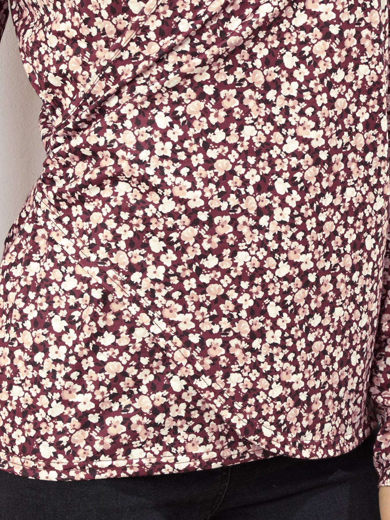 Image 4 of 4 of Long Tall Sally Ditsy Wrap Top - Black