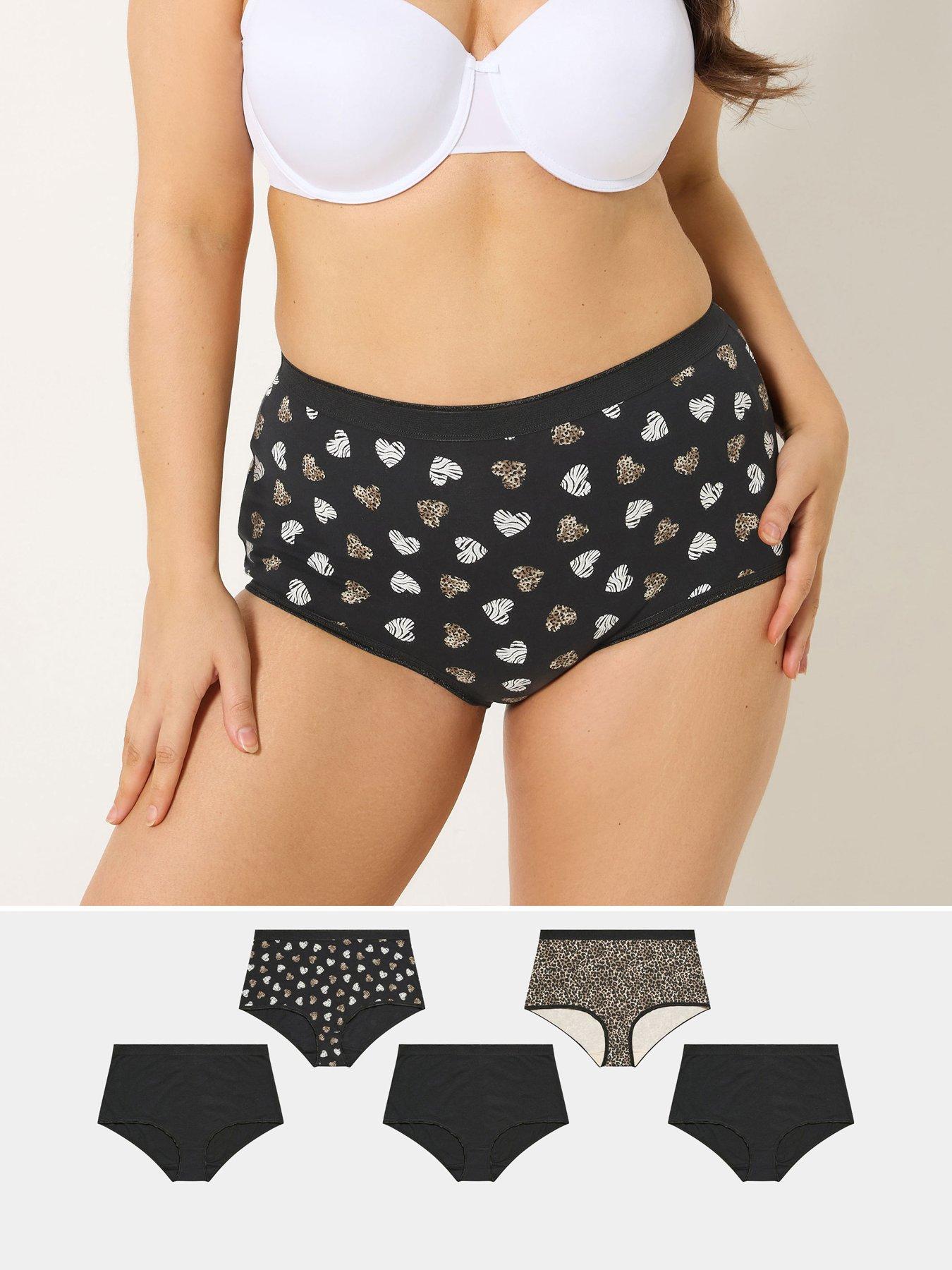  image of yours-curve-5-pack-animal-heart-full-briefs-black