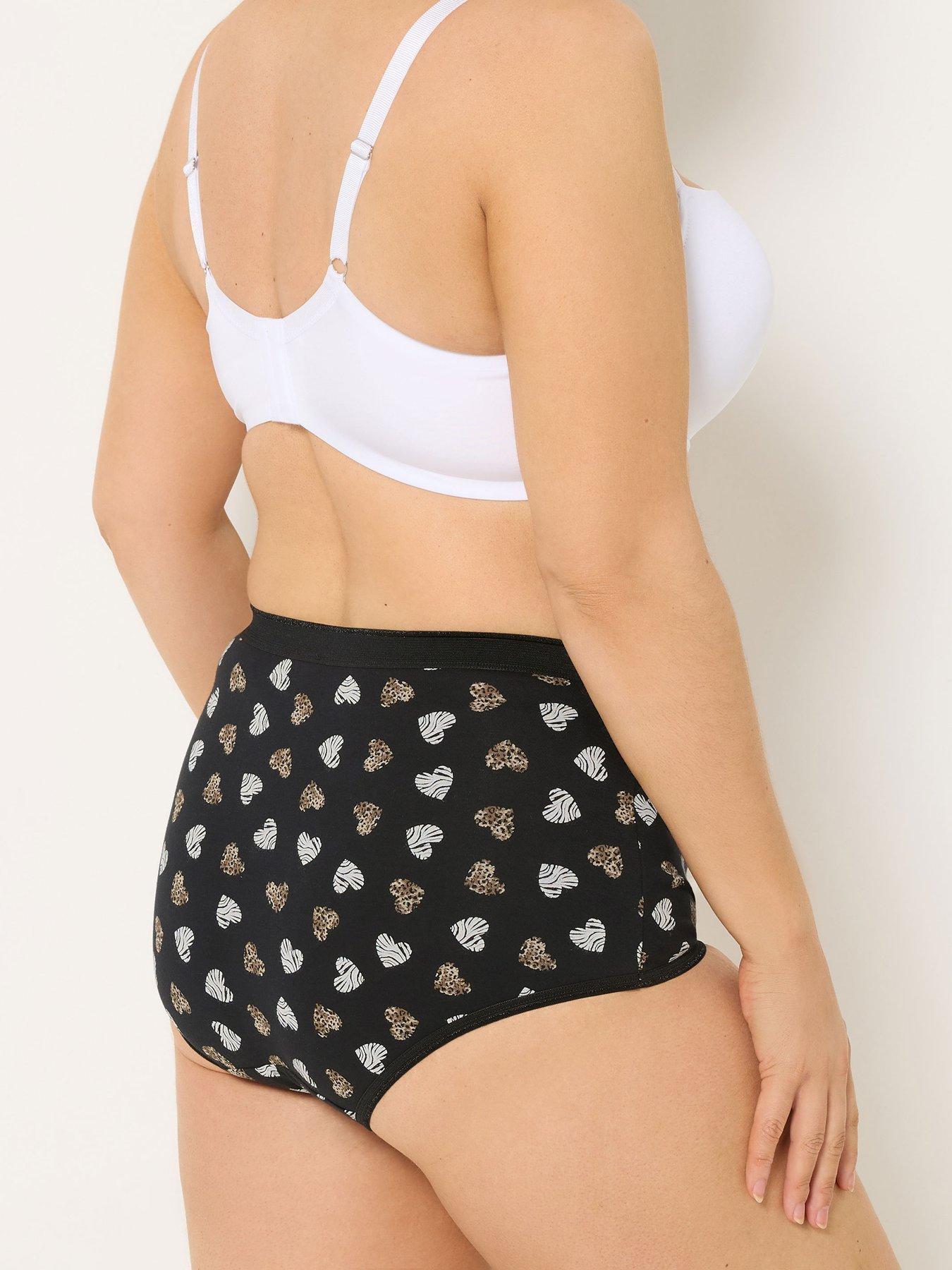 stillFront image of yours-curve-5-pack-animal-heart-full-briefs-black