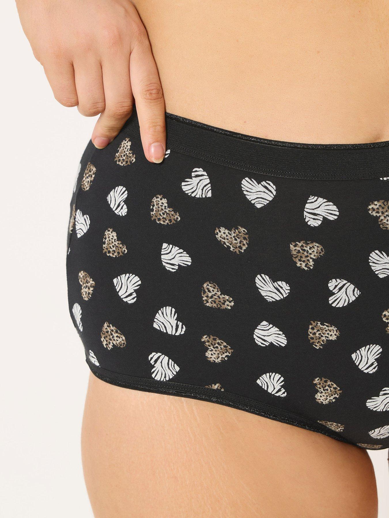  image of yours-curve-5-pack-animal-heart-full-briefs-black