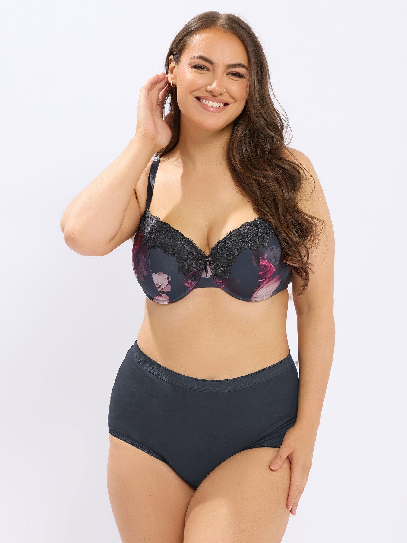  image of yours-curve-2-pack-floral-t-shirt-bra-blue