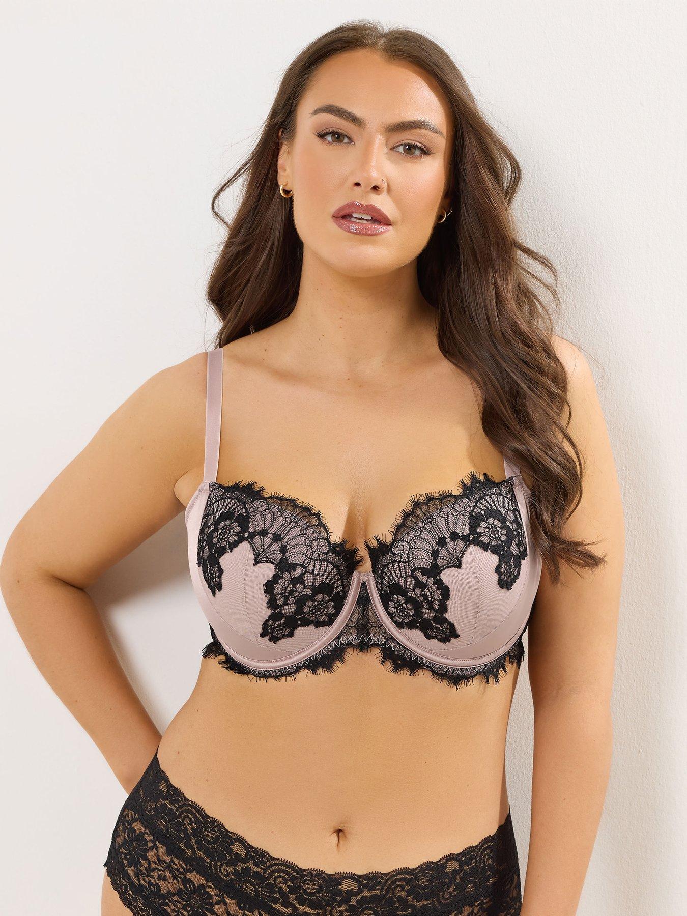 Image 1 of 4 of Yours Curve Jocelyn Padded Underwire Bra - Pink