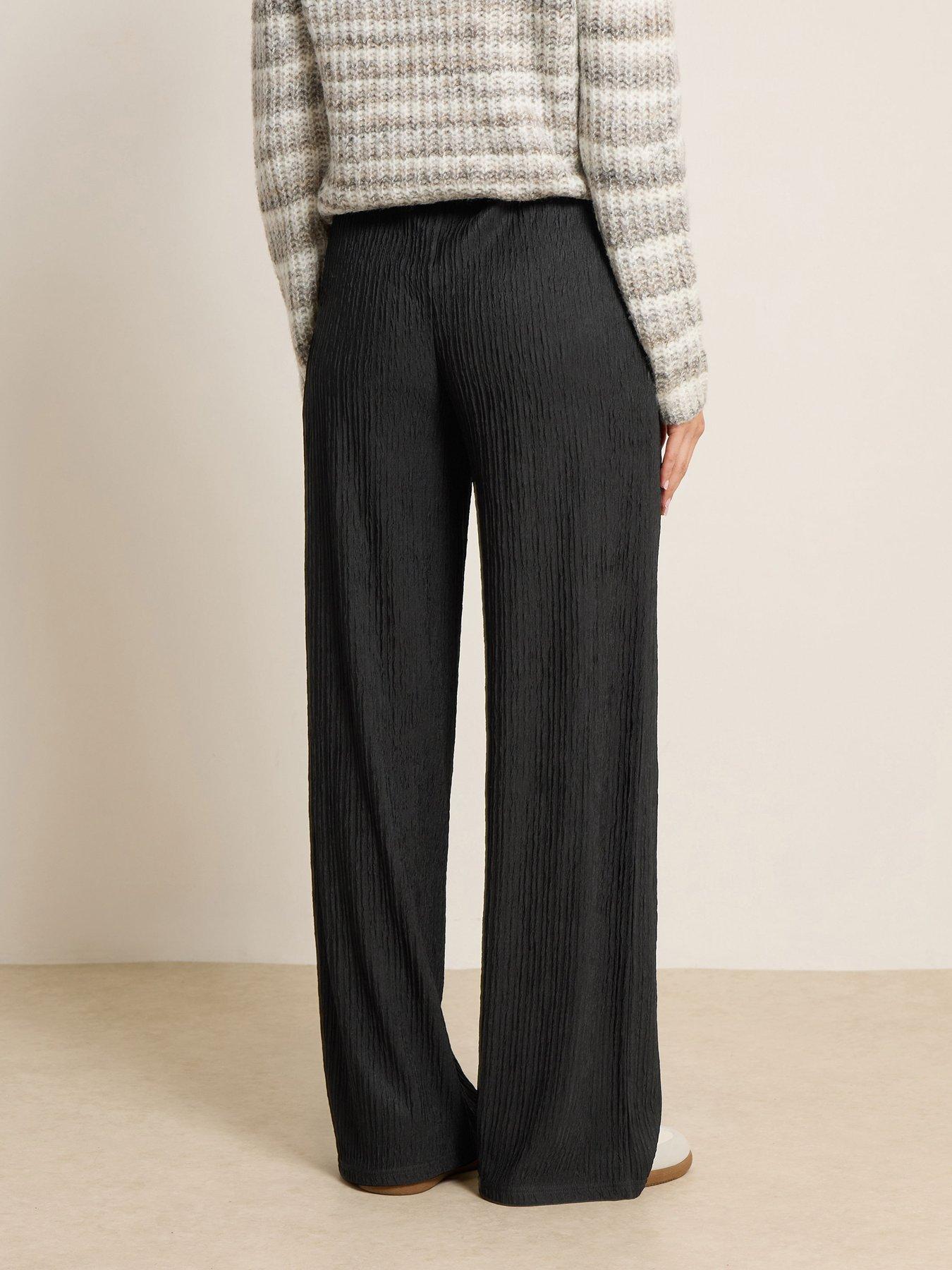 stillFront image of long-tall-sally-textured-wide-leg-trouser-34-black