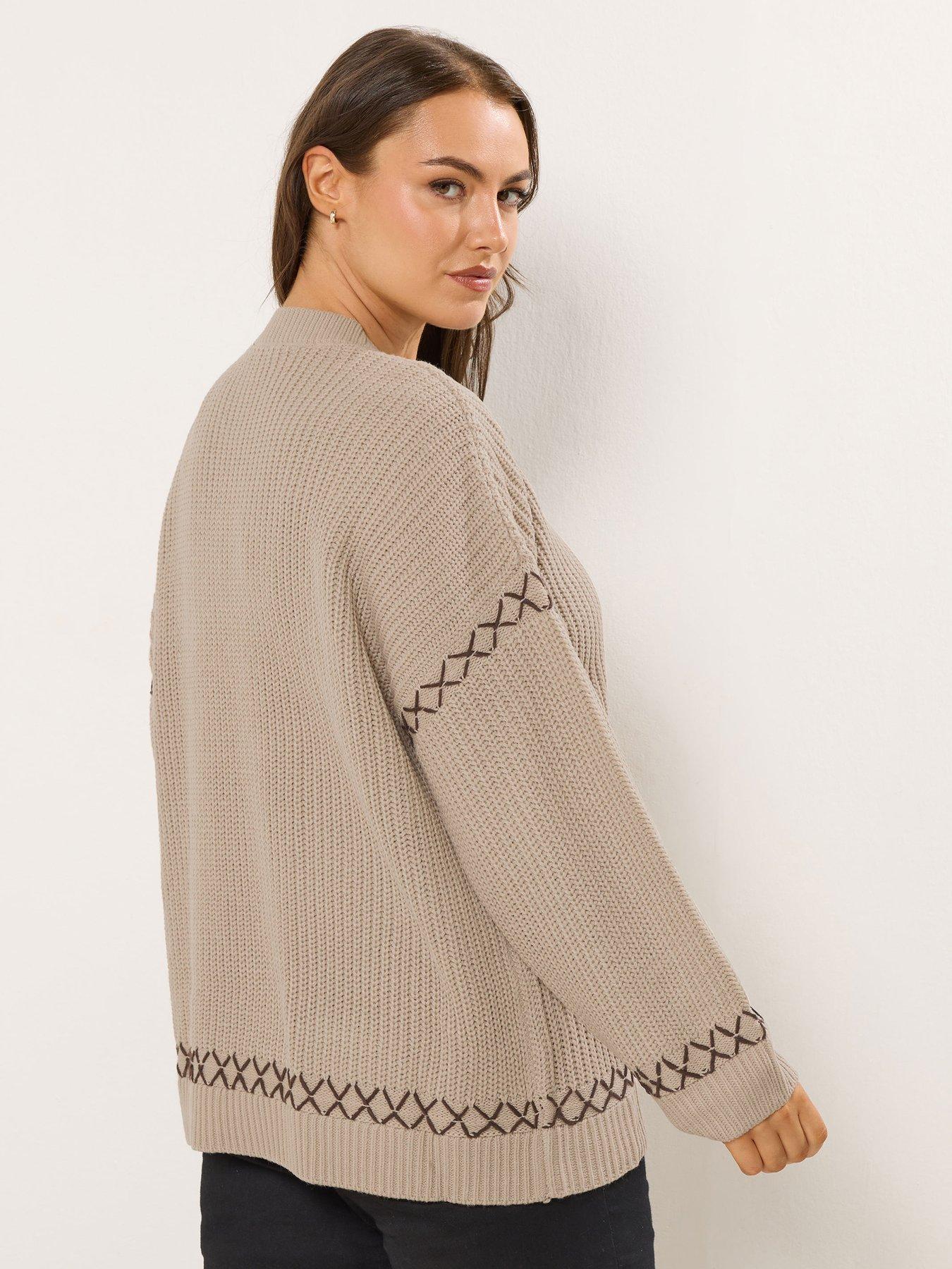 Image 2 of 4 of Yours Curve Blanket Stitch Jumper - Natural