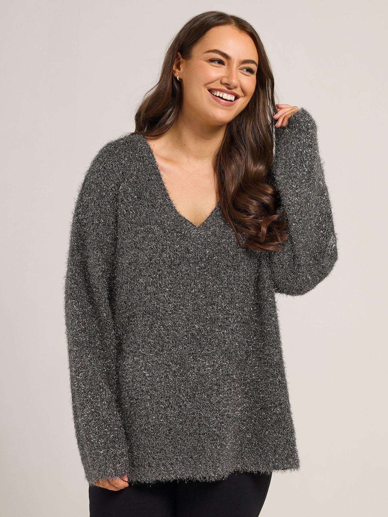 Yours Curve Tinsel Yarn Jumper - Black