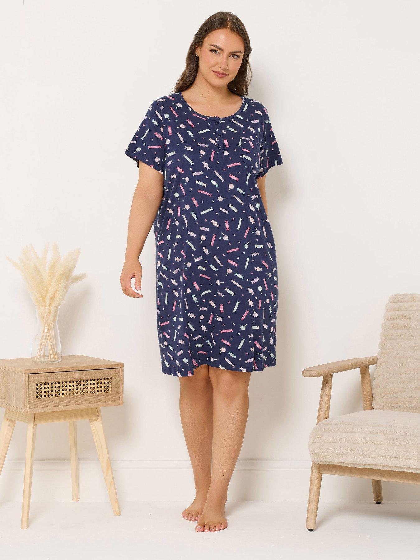  image of yours-curve-sweets-placket-nightdress-blue