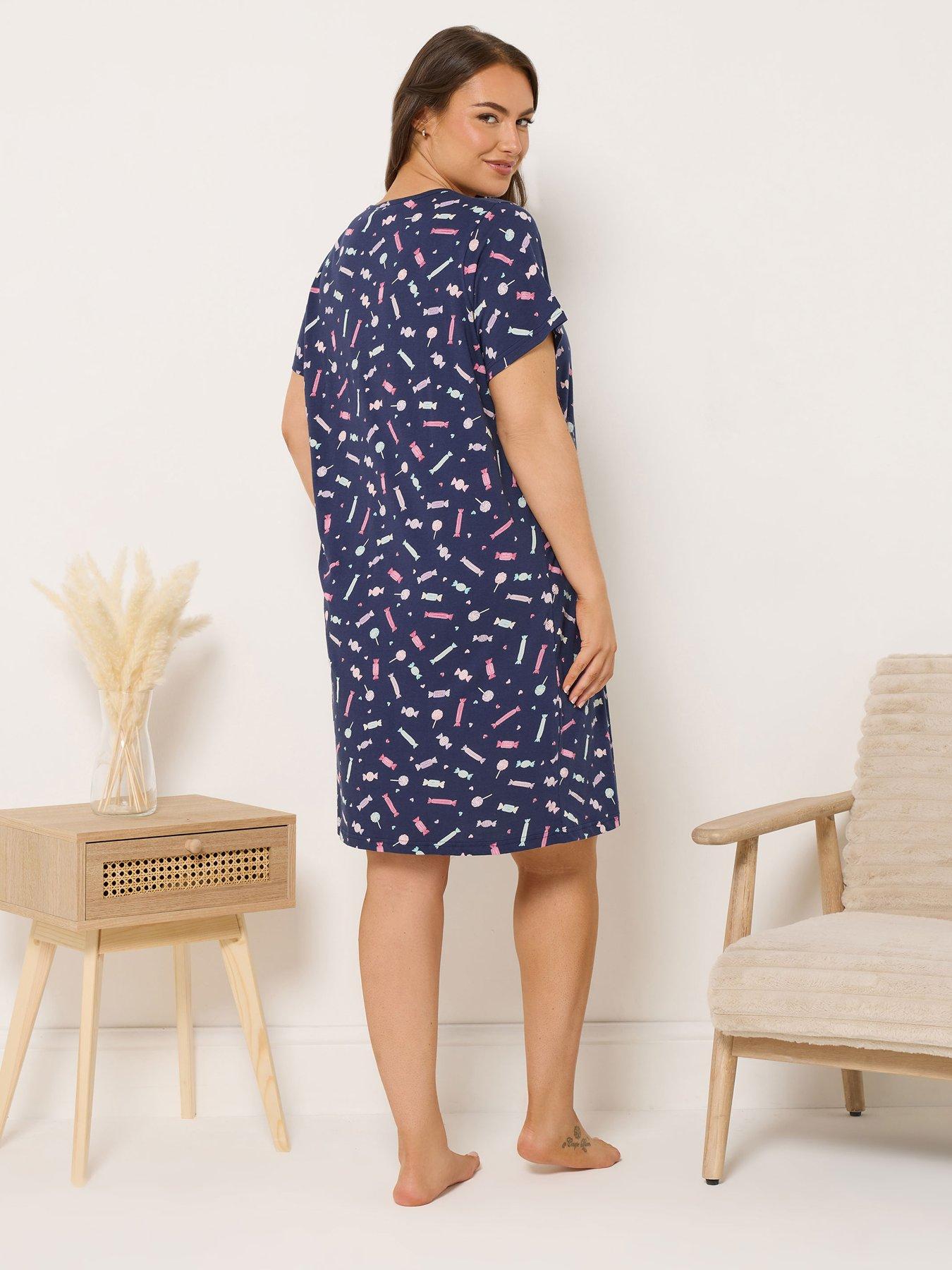 Image 2 of 4 of Yours Curve Sweets Placket Nightdress - Blue