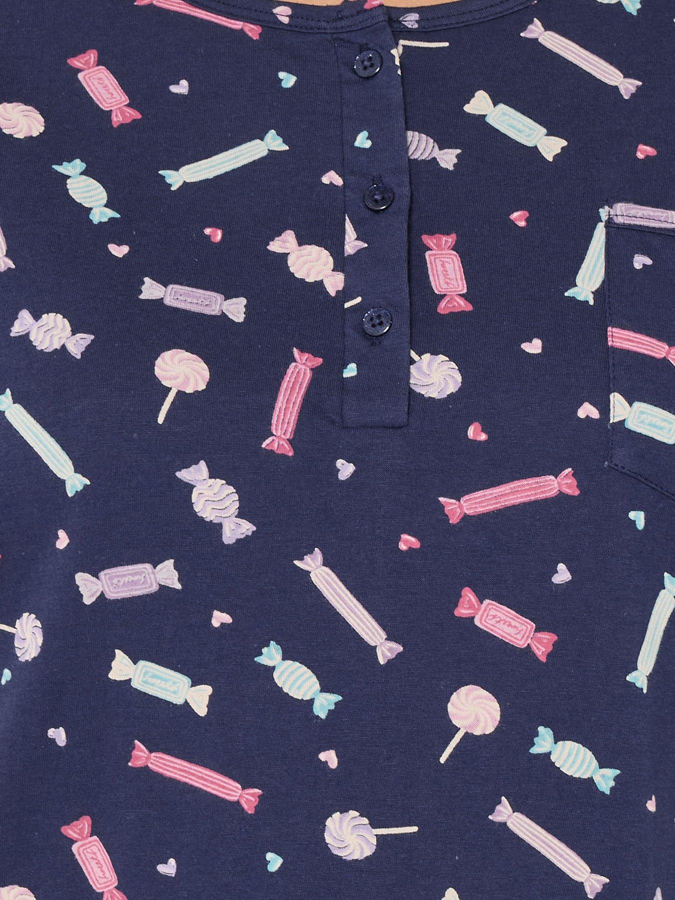 Image 4 of 4 of Yours Curve Sweets Placket Nightdress - Blue