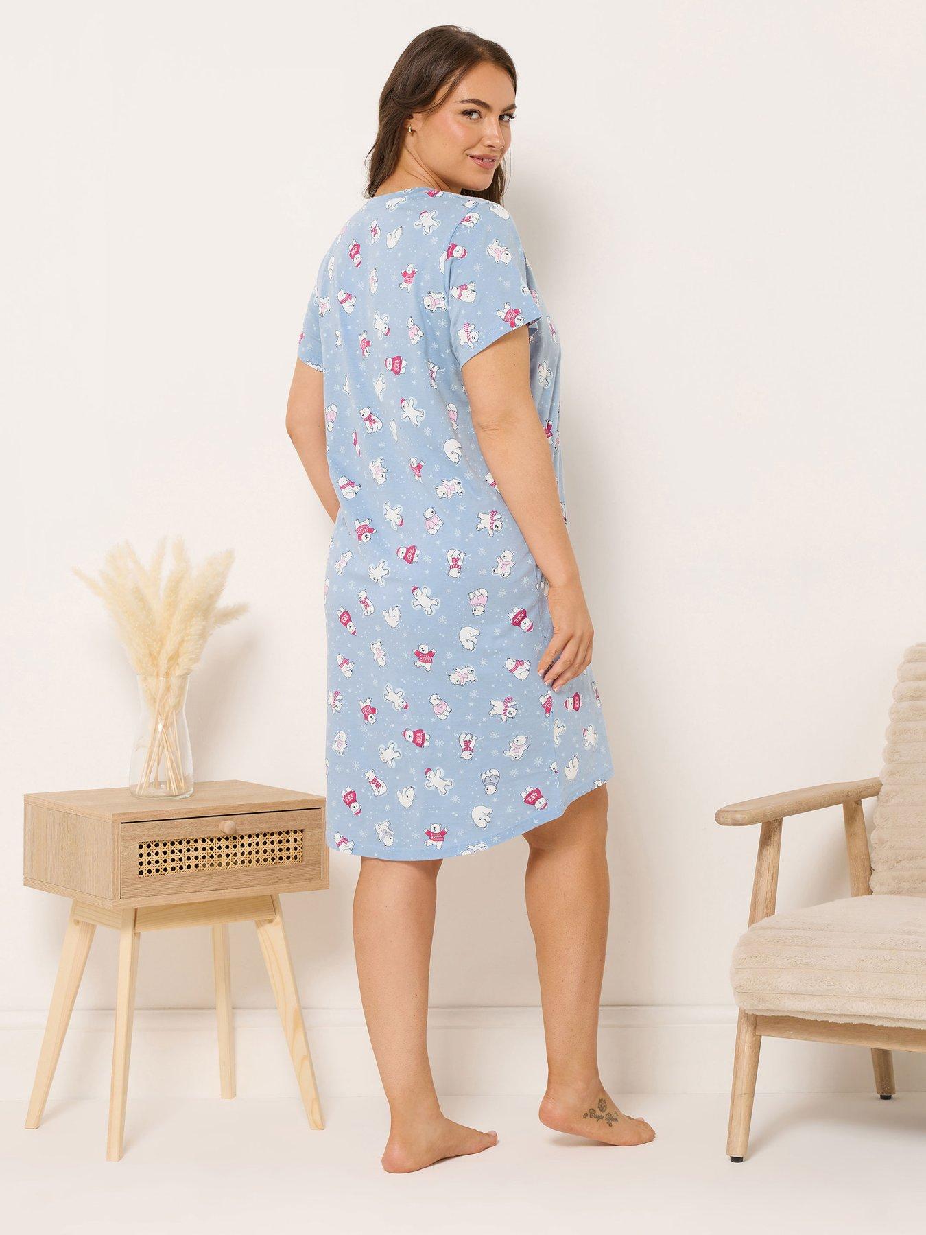 stillFront image of yours-curve-polar-bears-nightdress-blue
