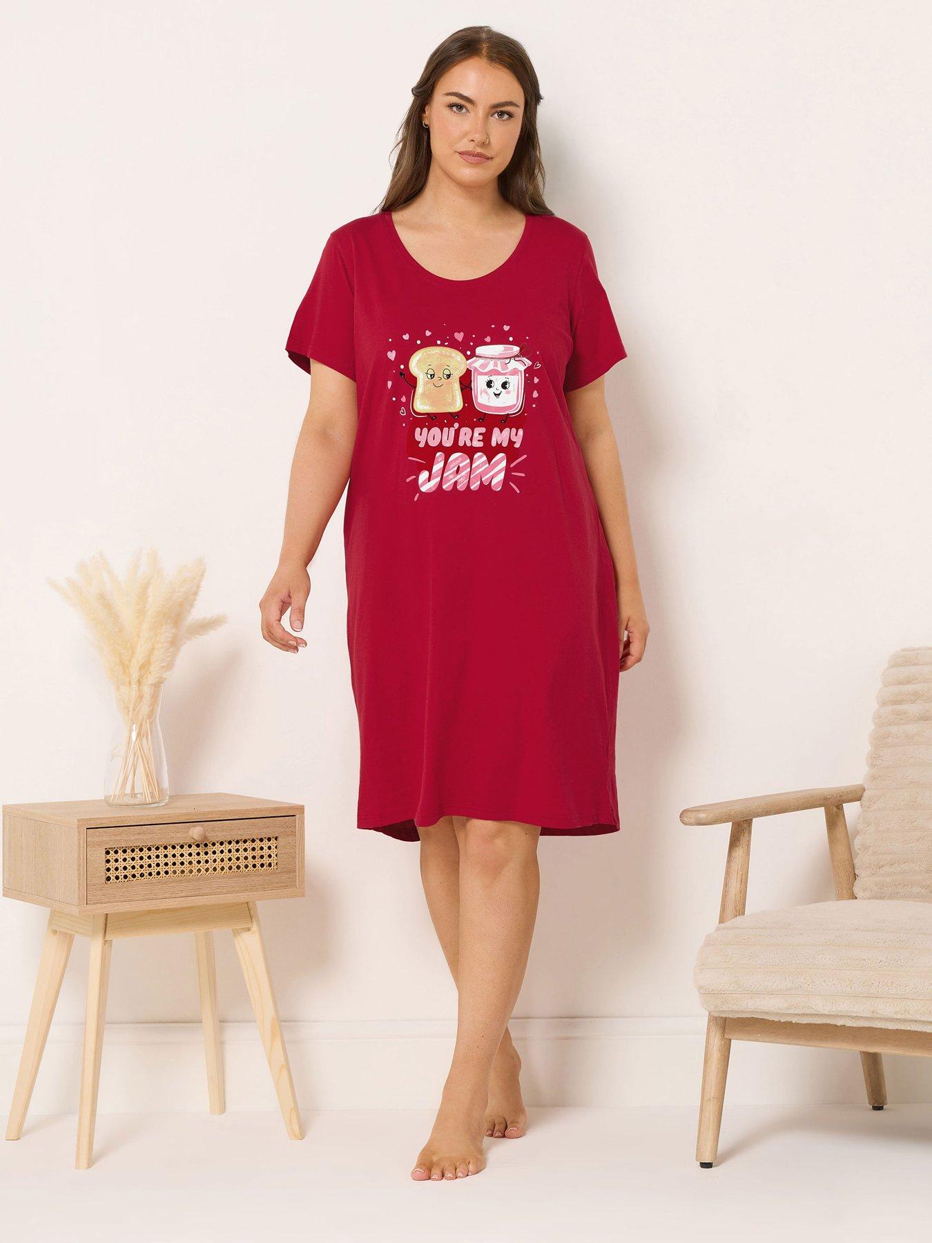 Image 3 of 4 of Yours Curve You're My Jam Nightdress - Red