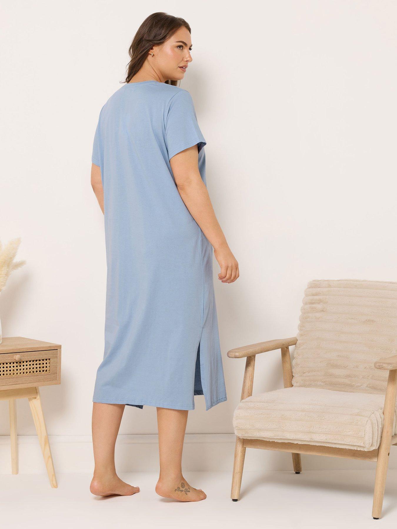 stillFront image of yours-curve-ready-for-bed-owl-nightdress-blue