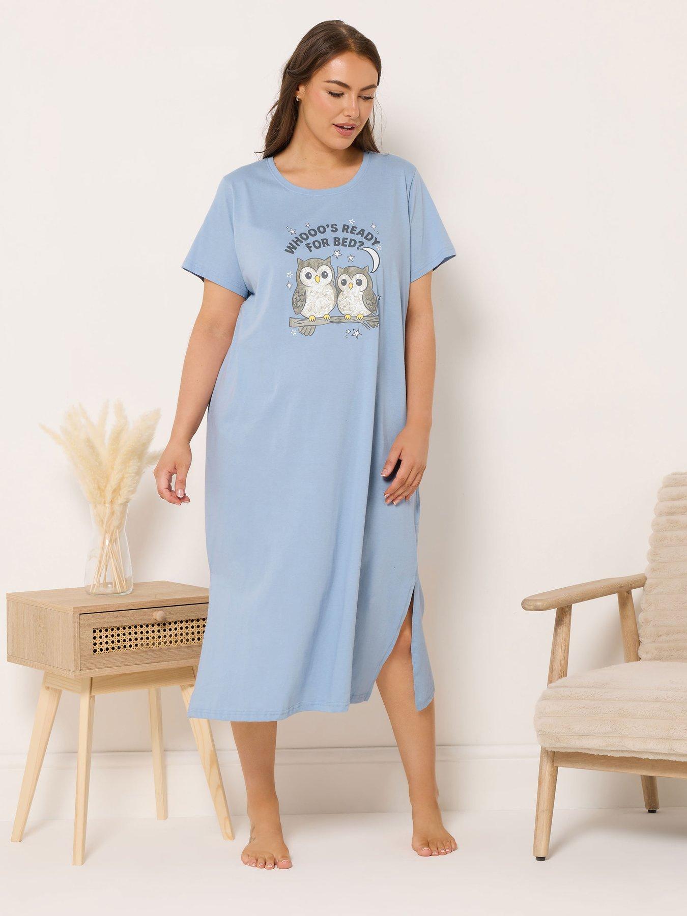  image of yours-curve-ready-for-bed-owl-nightdress-blue