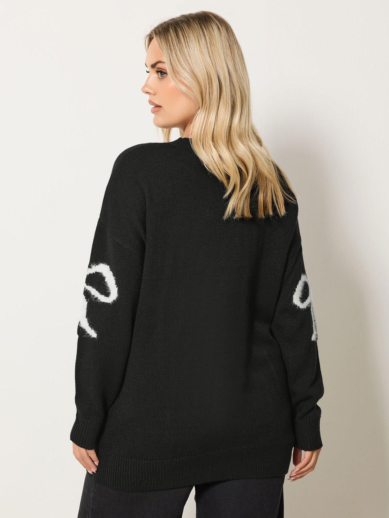 Image 2 of 4 of Yours Curve Fluffy Bow Jumper - Black