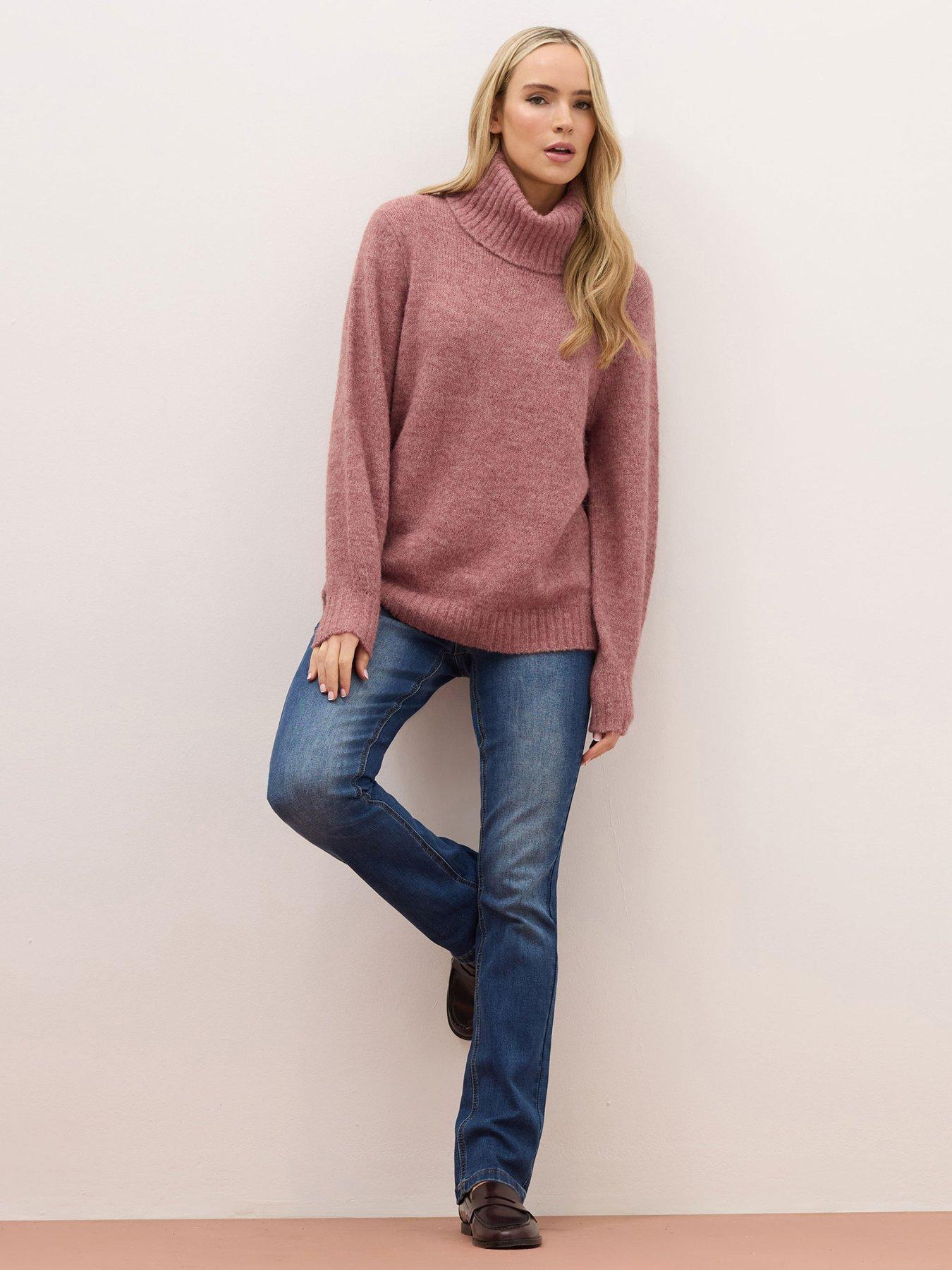  image of long-tall-sally-premium-roll-neck-jumper-pink