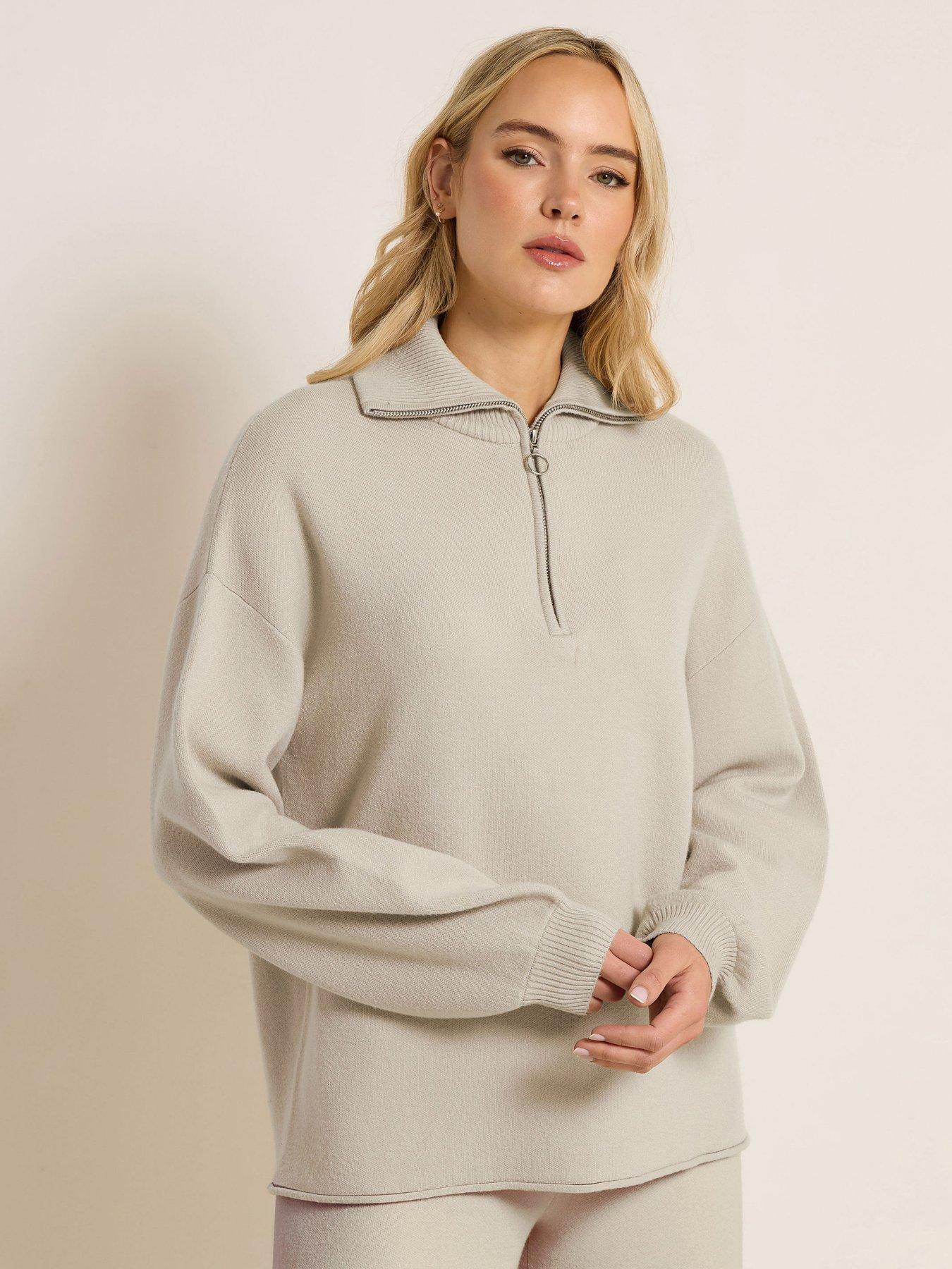 Image 1 of 4 of Long Tall Sally Premium Half Zip Jumper - Natural