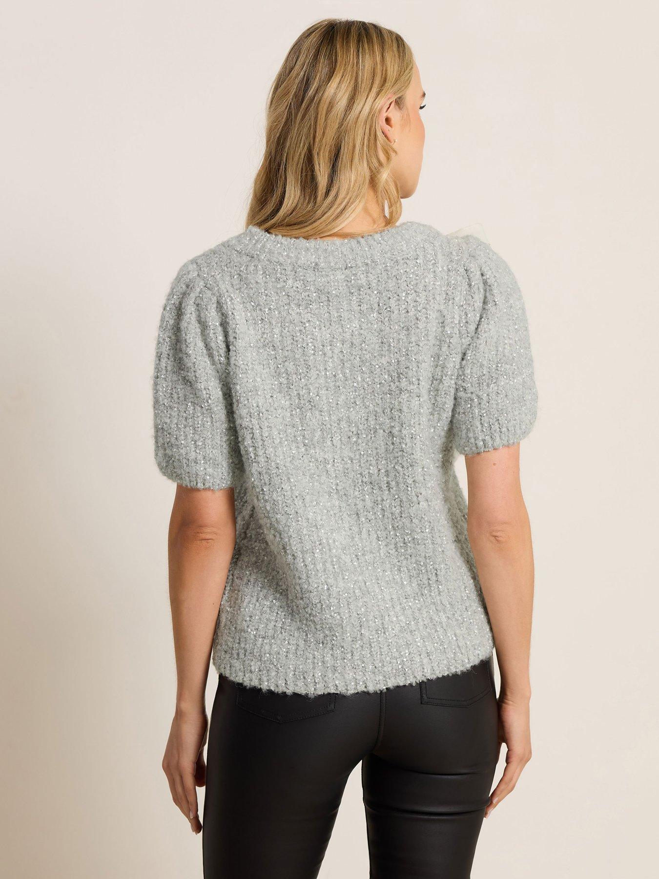 Image 2 of 4 of Long Tall Sally Bow Detail Jumper - Silver