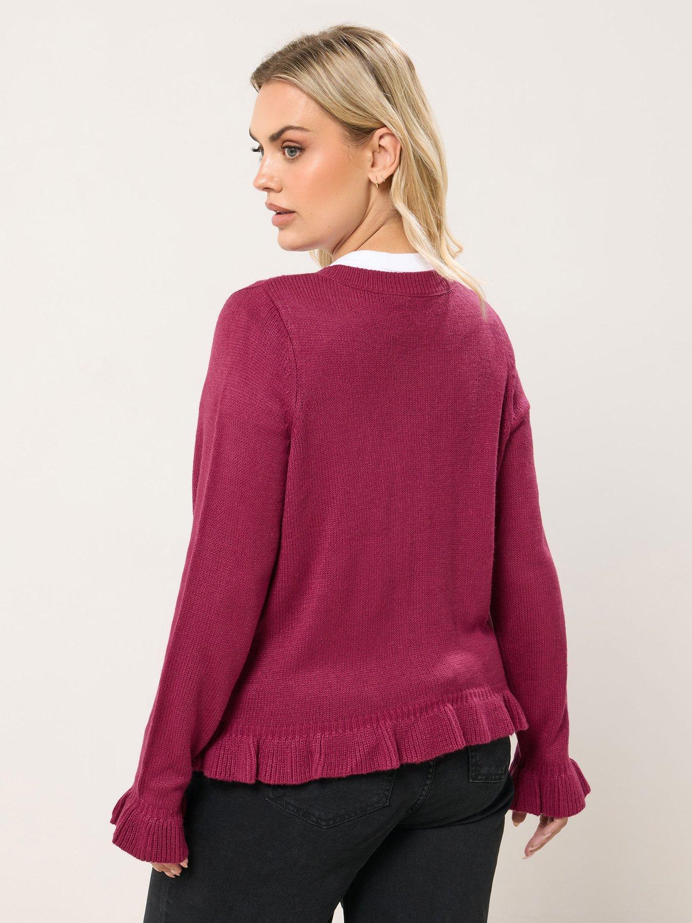 image of yours-curve-frill-edge-cardigan-red