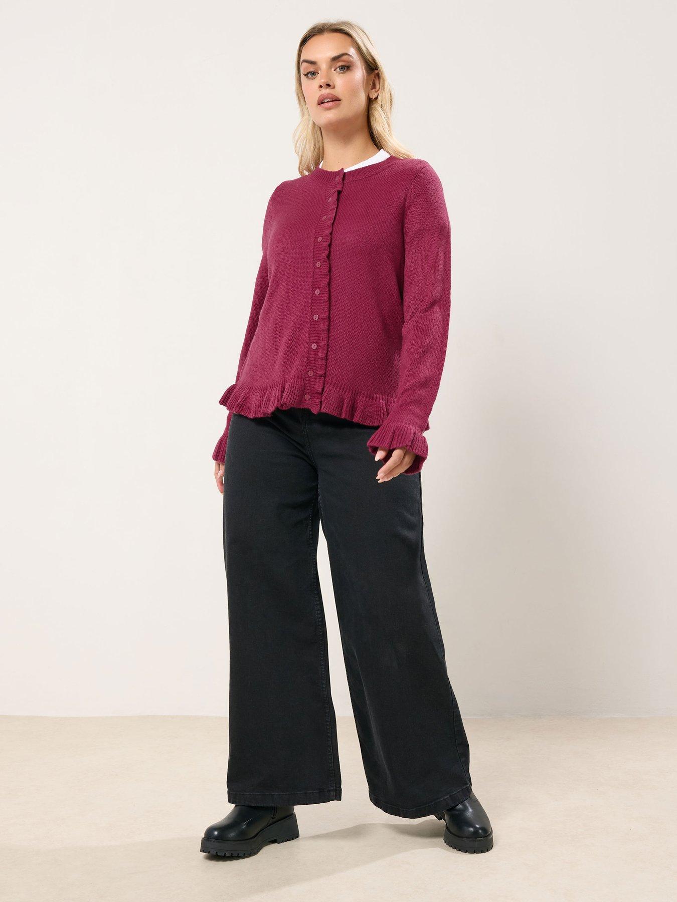  image of yours-curve-frill-edge-cardigan-red